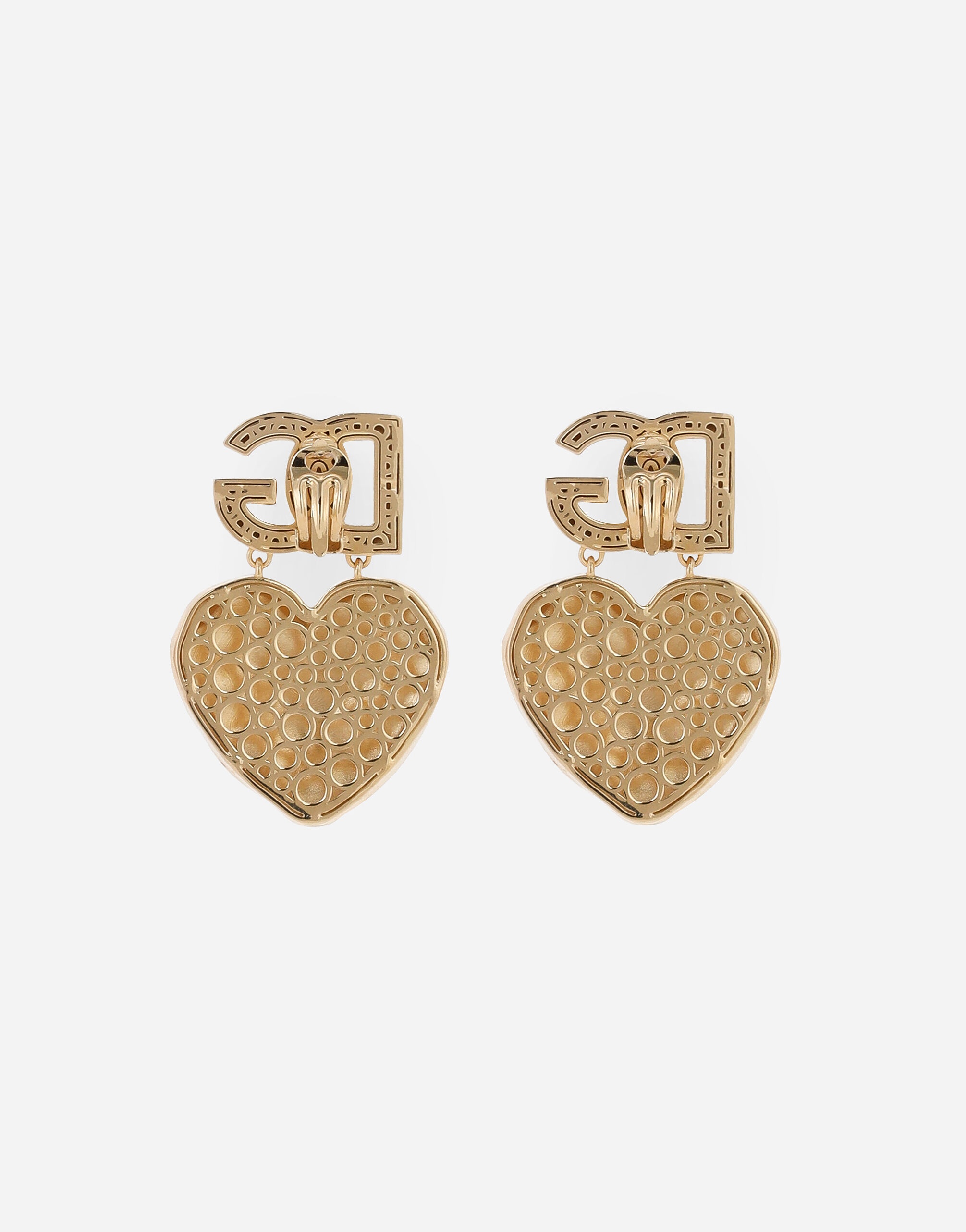 Drop earrings with hearts and DG logo - 3