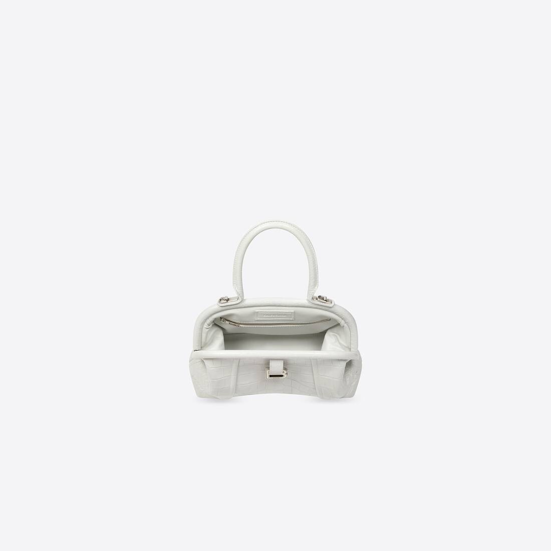 Women's Editor Small Bag Crocodile Embossed in White - 5