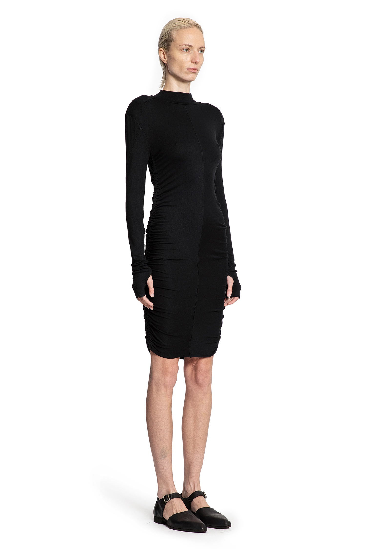 Ruched-Mini-Dress-With-Hand-Gaiters - 2