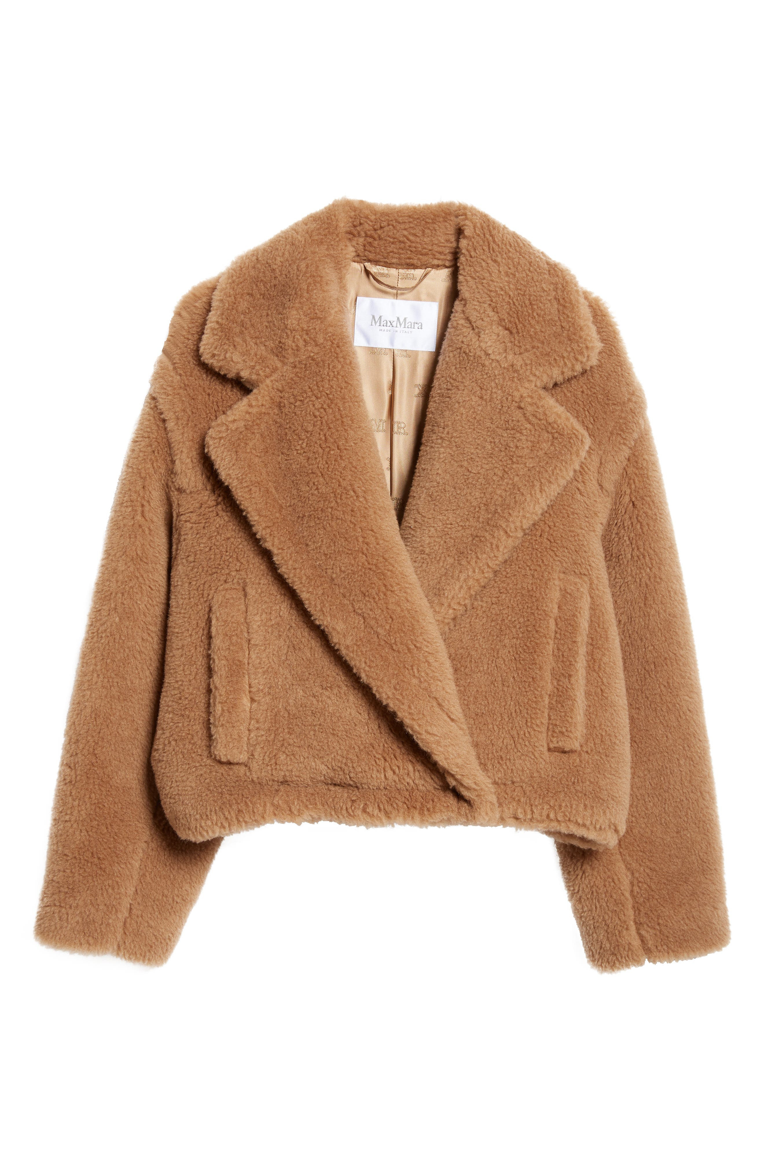 Max Mara Gardone Teddy Bear Icon Crop Jacket in Camel at Nordstrom - 6