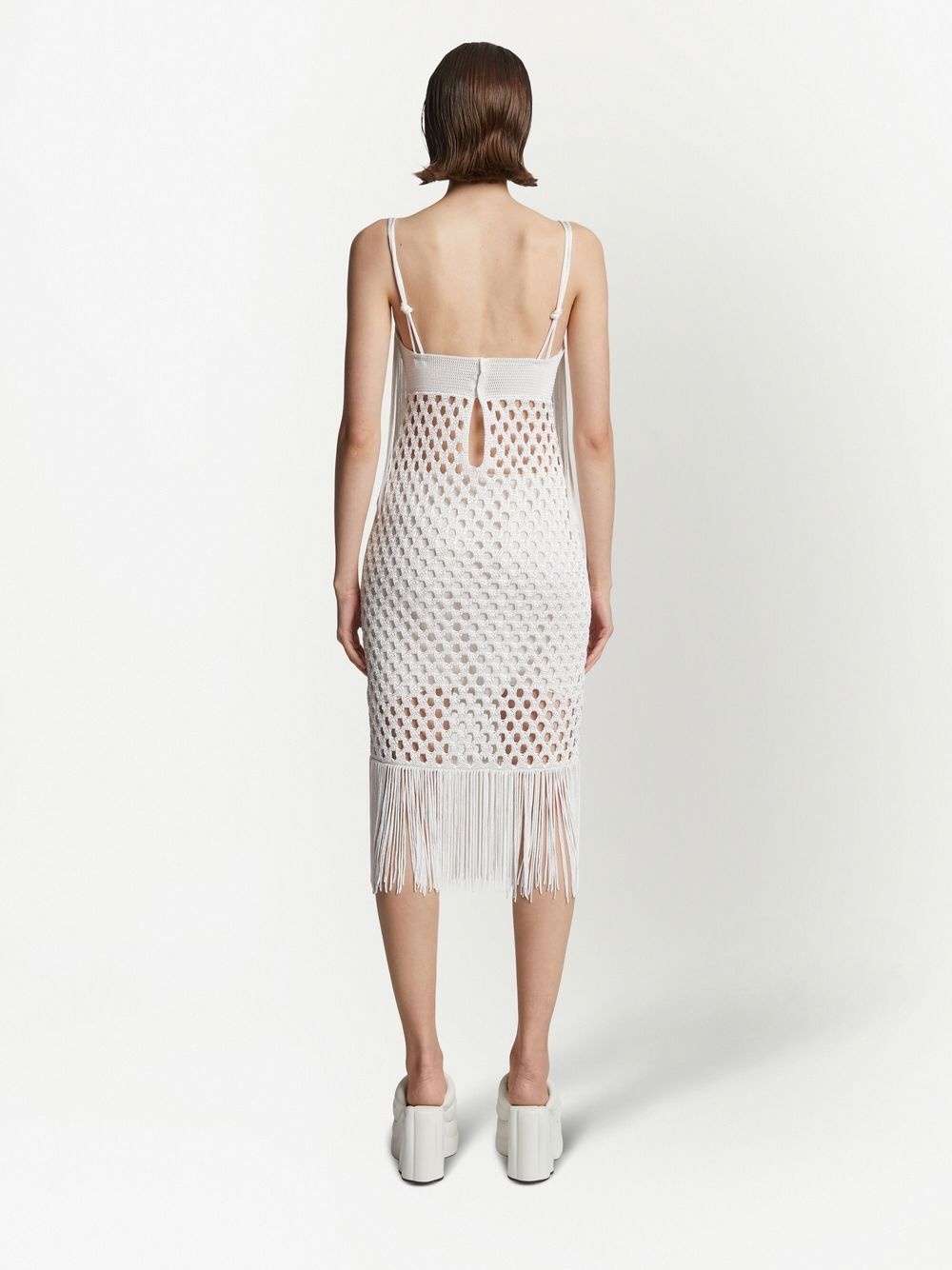 lacquered fringe-detail knitted dress - 4