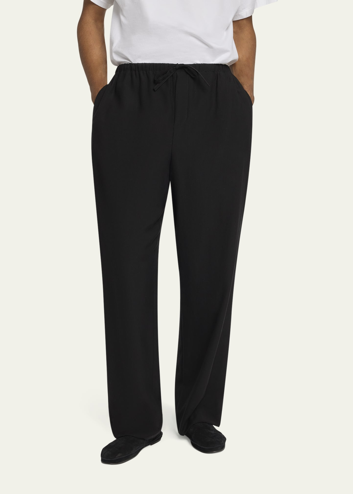 Men's Loose-Fit Wool Drawstring Pants - 4