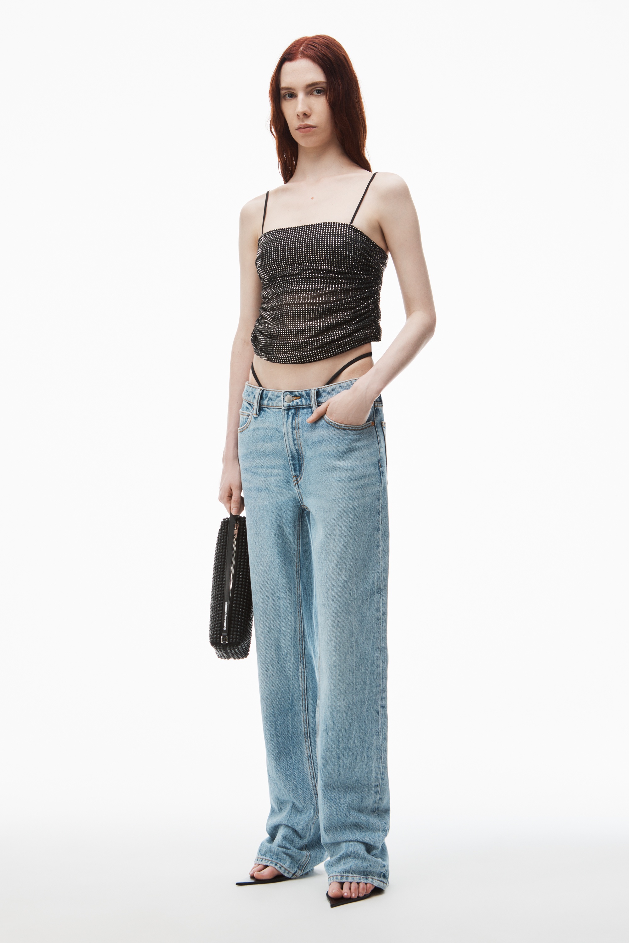 Alexander Wang Mid-Rise Jeans with Pre-Styled Logo Thong