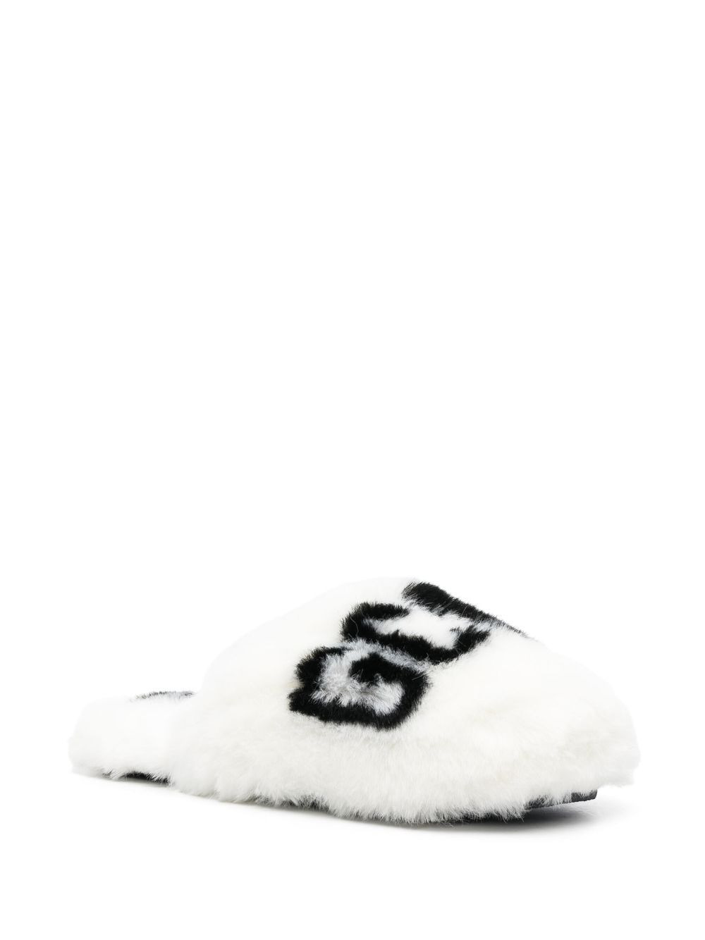 logo-print faux-fur slippers - 2