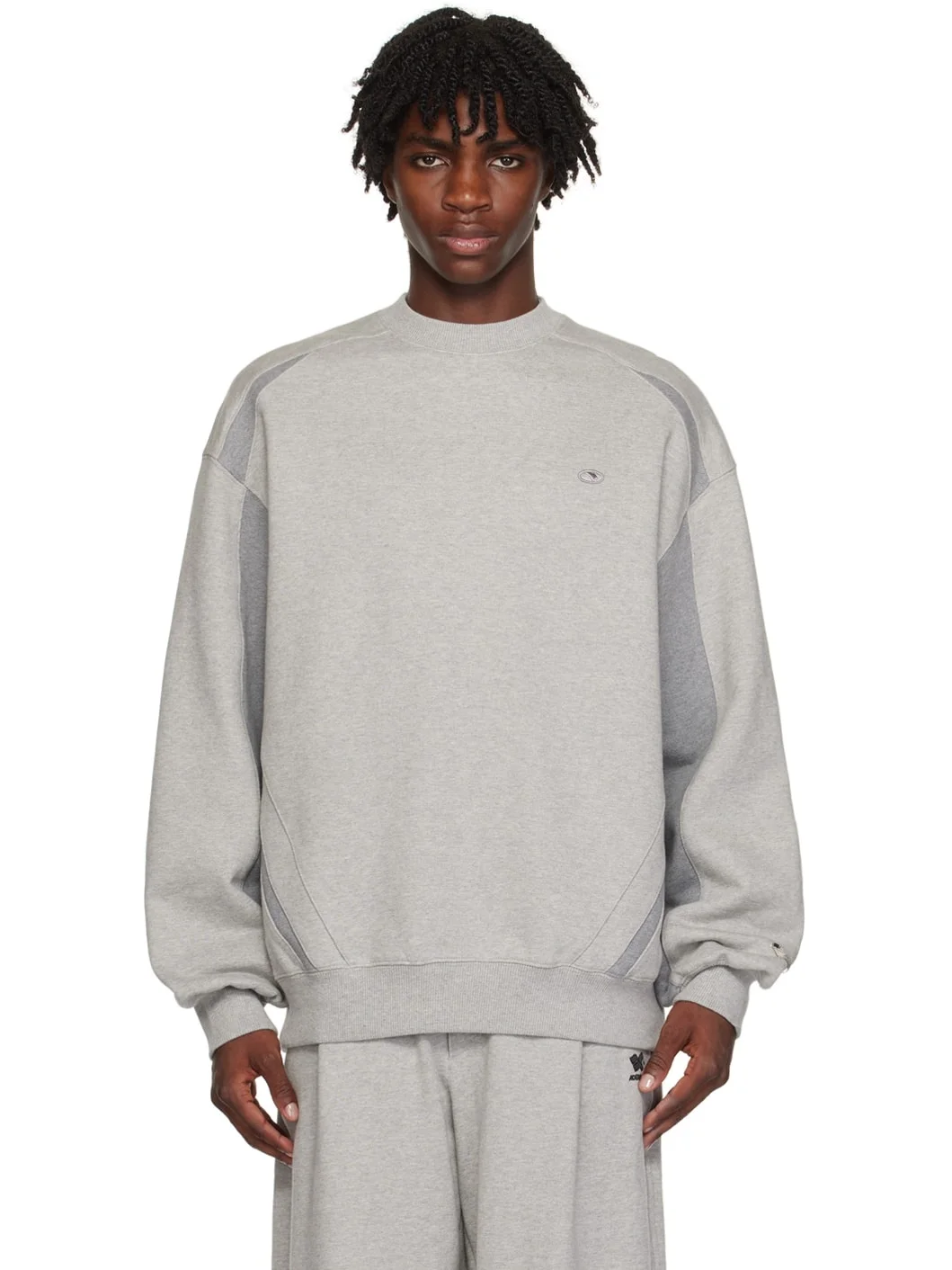 Gray Paneled Sweatshirt - 1