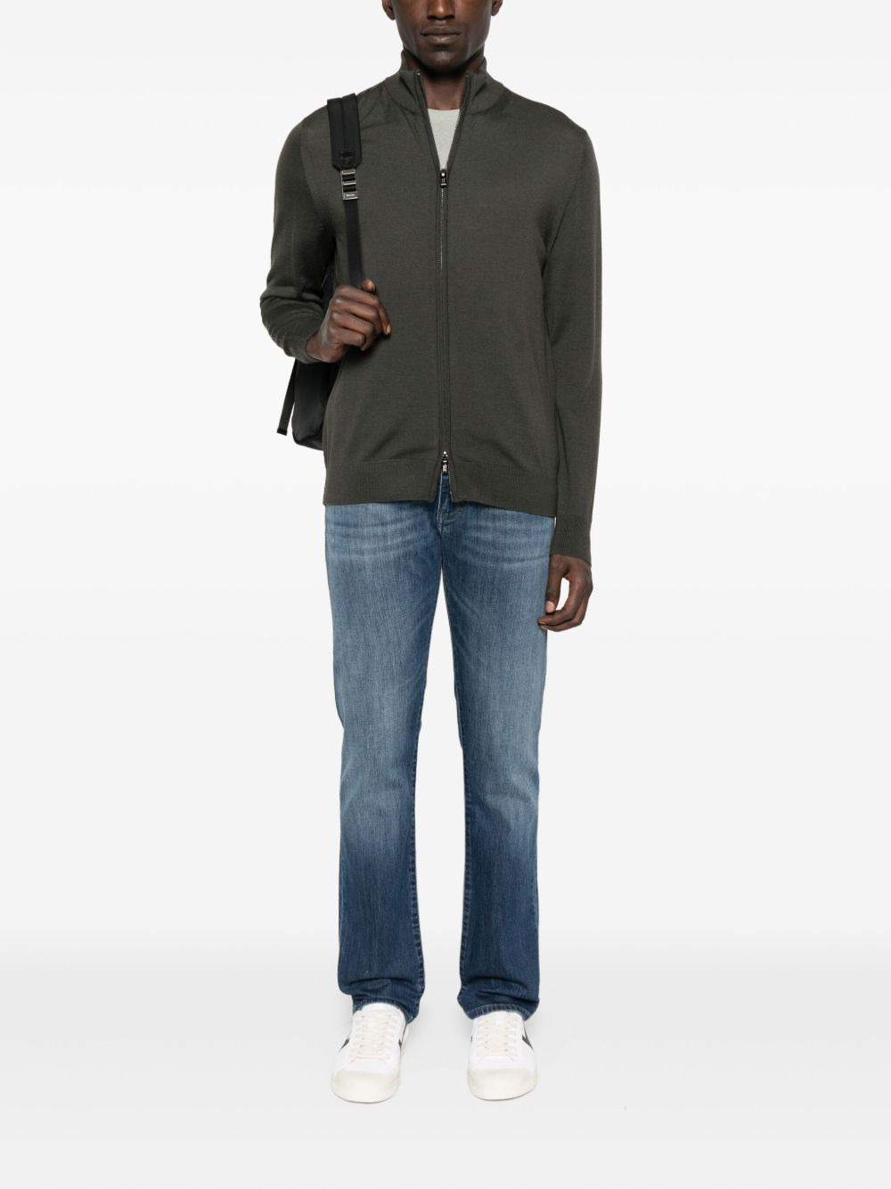 zip-up wool sweater - 2