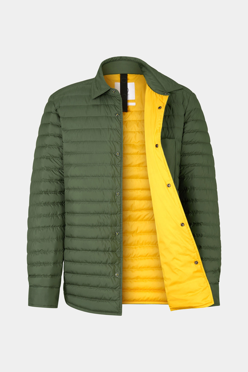 Olli Lightweight down overshirt in Olive green 7