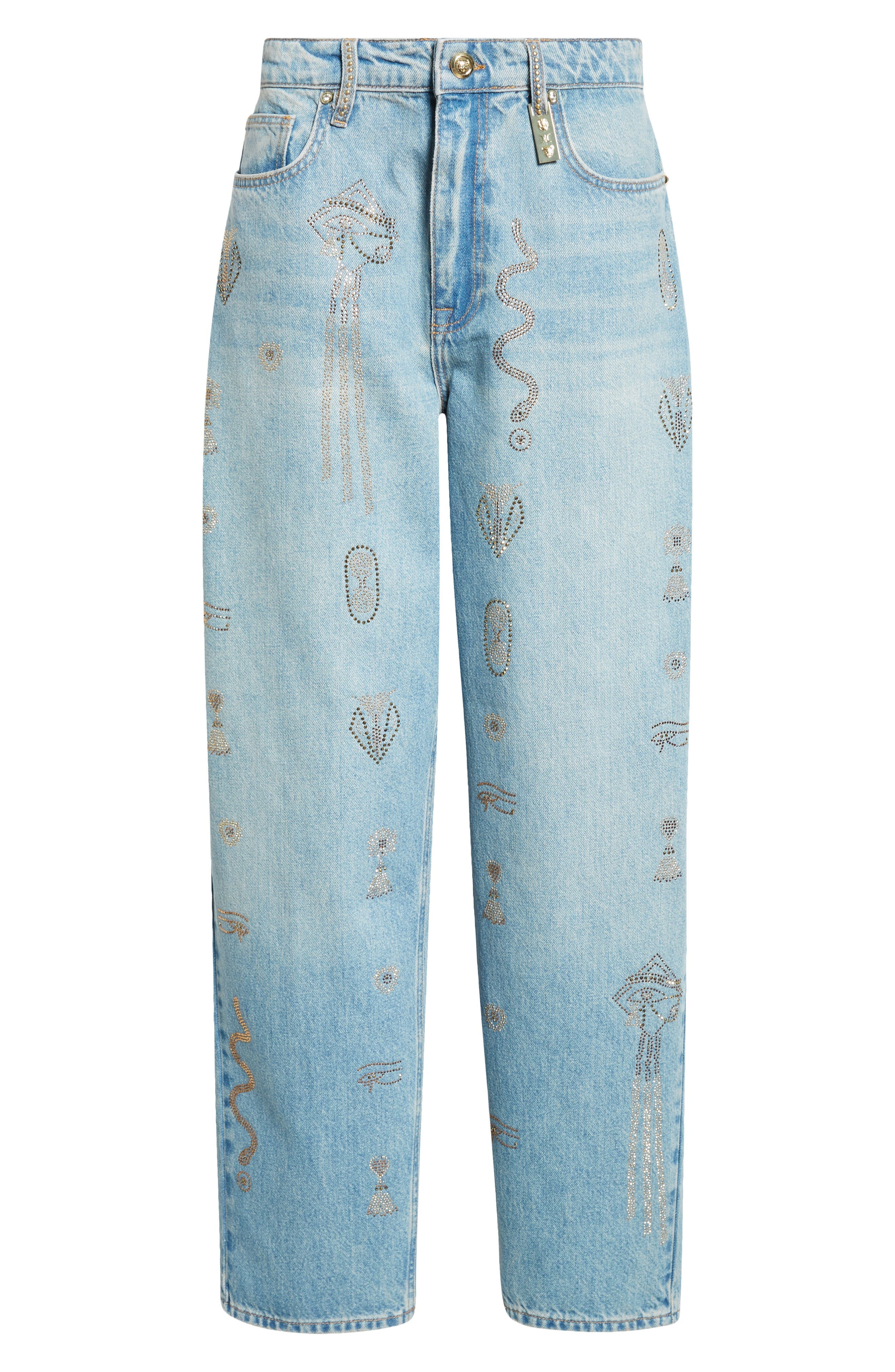 Camilla Crystal Hieroglyph Girlfriend Jeans in Denim at Nordstrom - 5