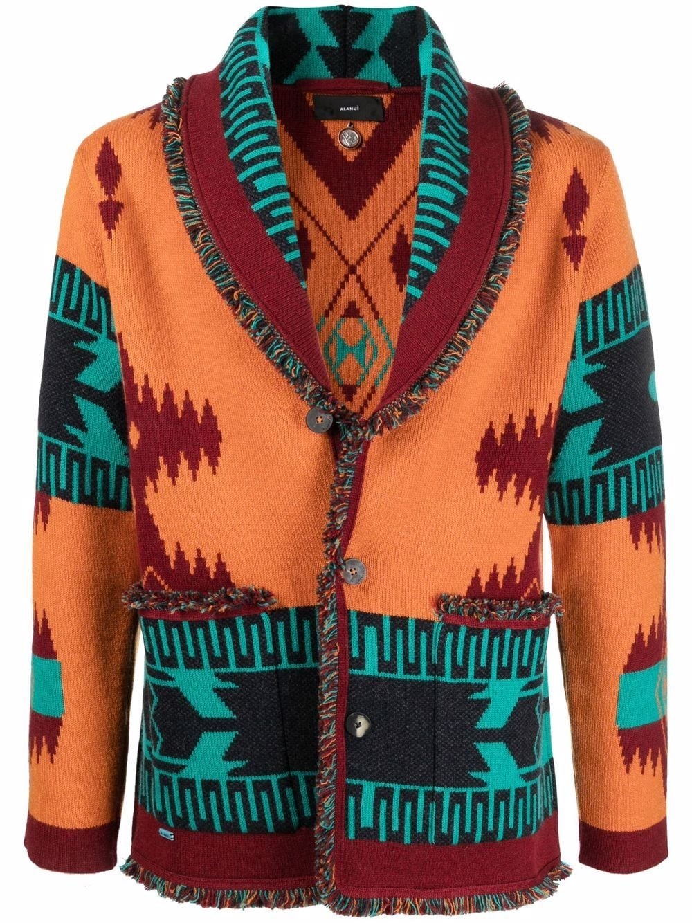 embroidered colour-block cashmere cardigan - 1