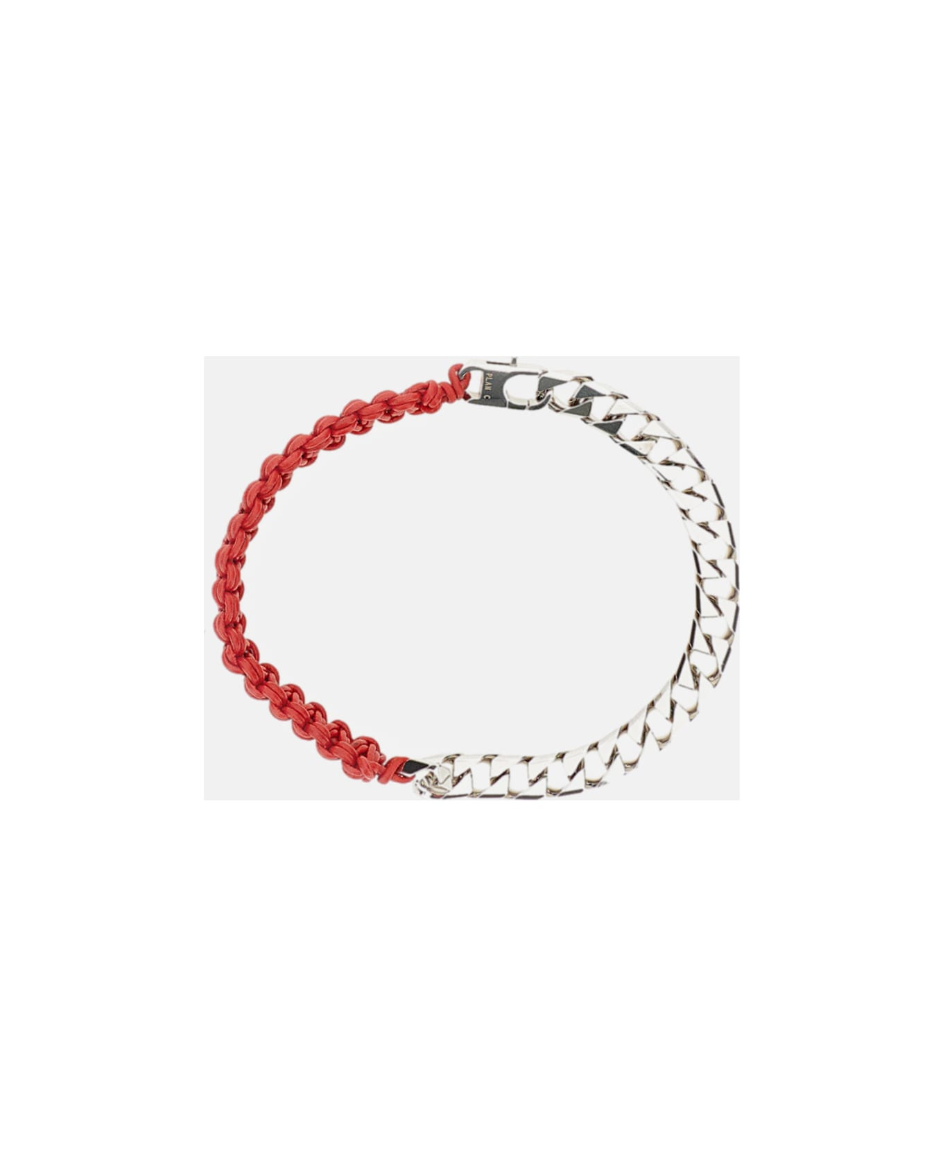 Chain Necklace With Crimson Orange Cord - 3