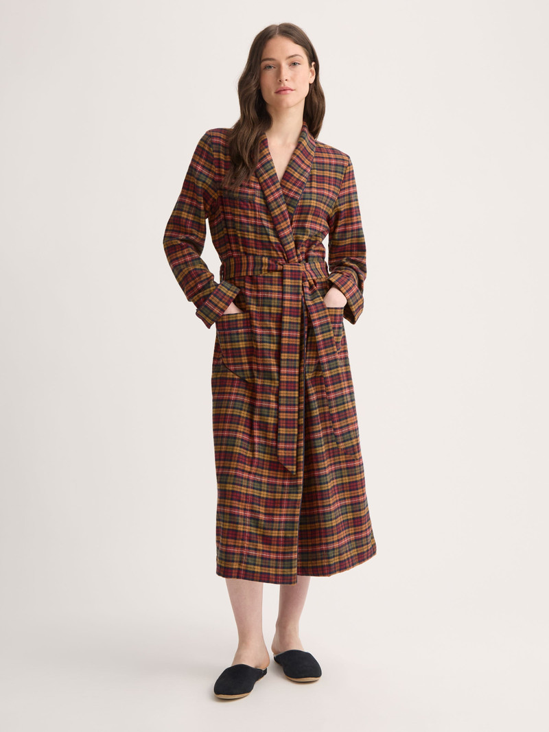 Derek Rose Women's Robe Kelburn Brushed Cotton Multicolor Check outlook