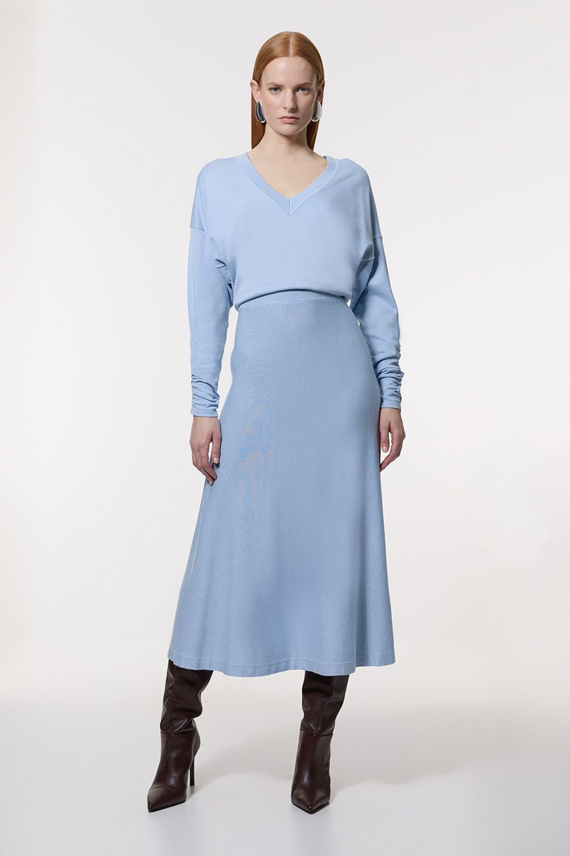 Viscose Blend V Neck Knit Midi Dress 3