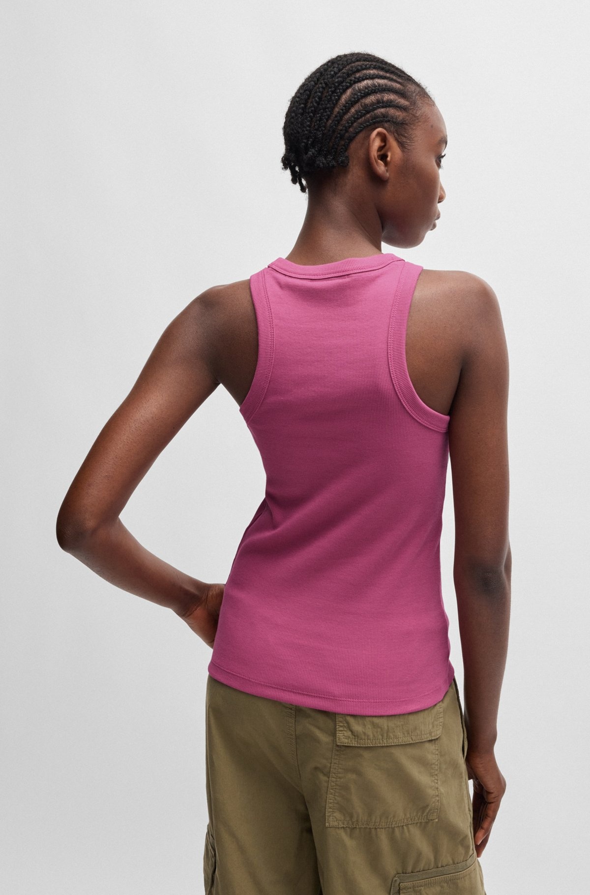 SLIM-FIT STRETCH-COTTON TOP WITH BLUE LOGO BADGE - 4