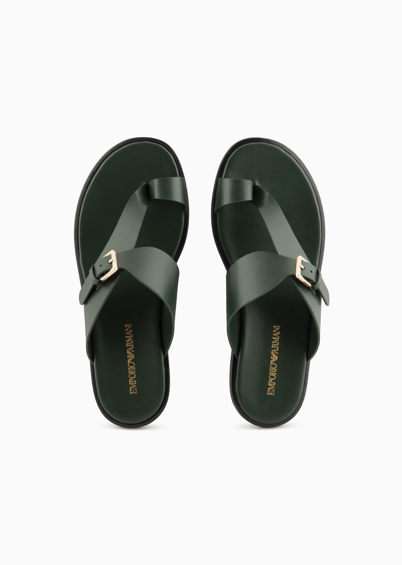 Leather flip-flop sandals with buckle - 3