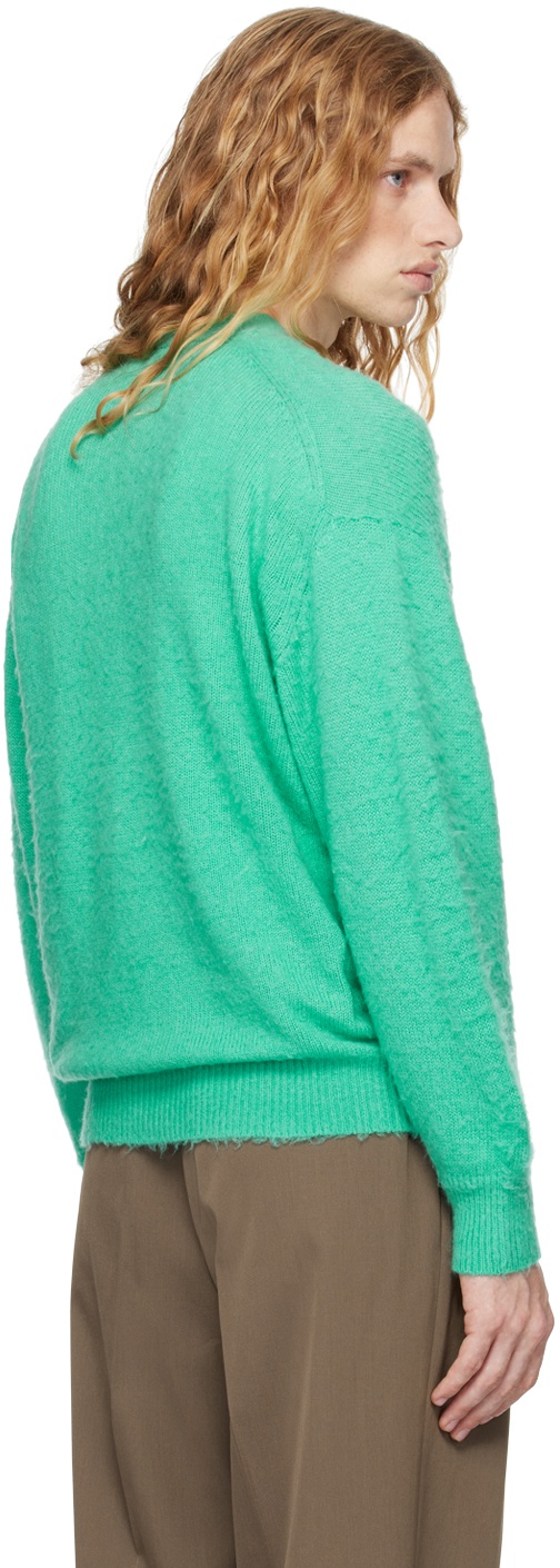 Green Brushed Wool Cashmere Silk Cardigan - 6