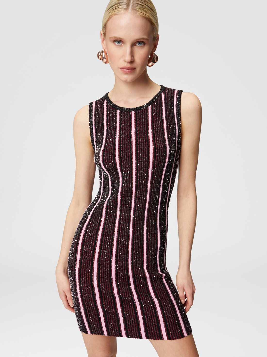 Ribbed striped mini-dress with sequins - 4