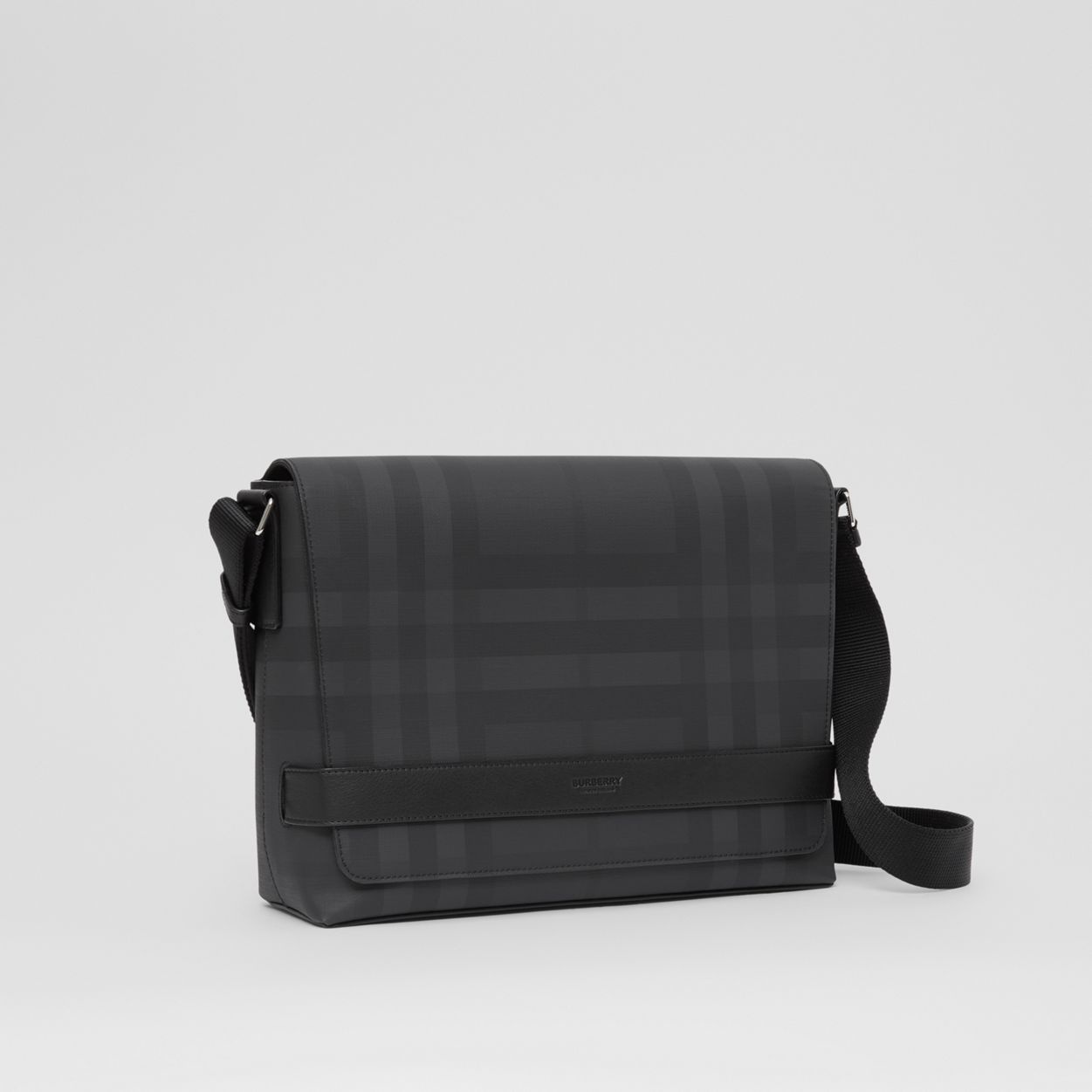 London Check and Leather Messenger Bag - 6