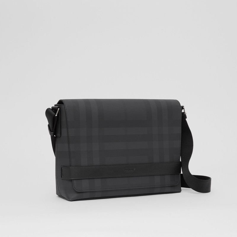 London Check and Leather Messenger Bag 6
