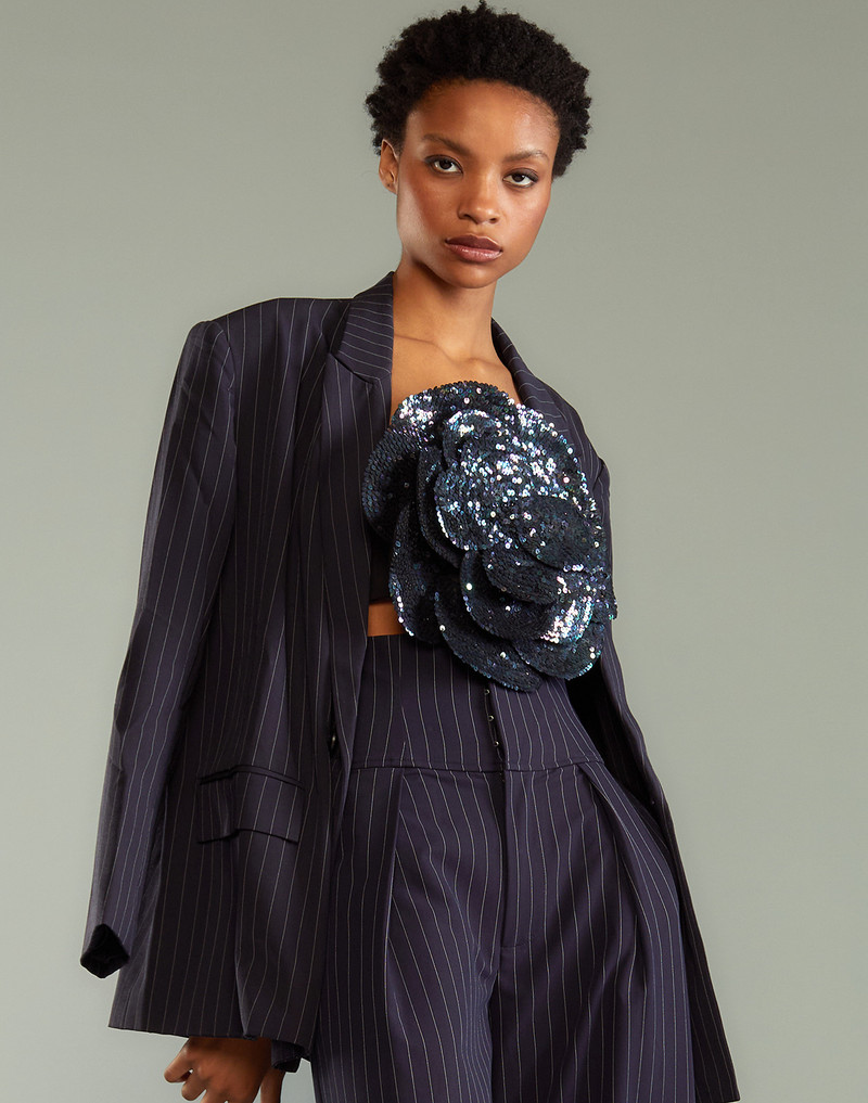 CYNTHIA ROWLEY Pinstripe Blazer outlook