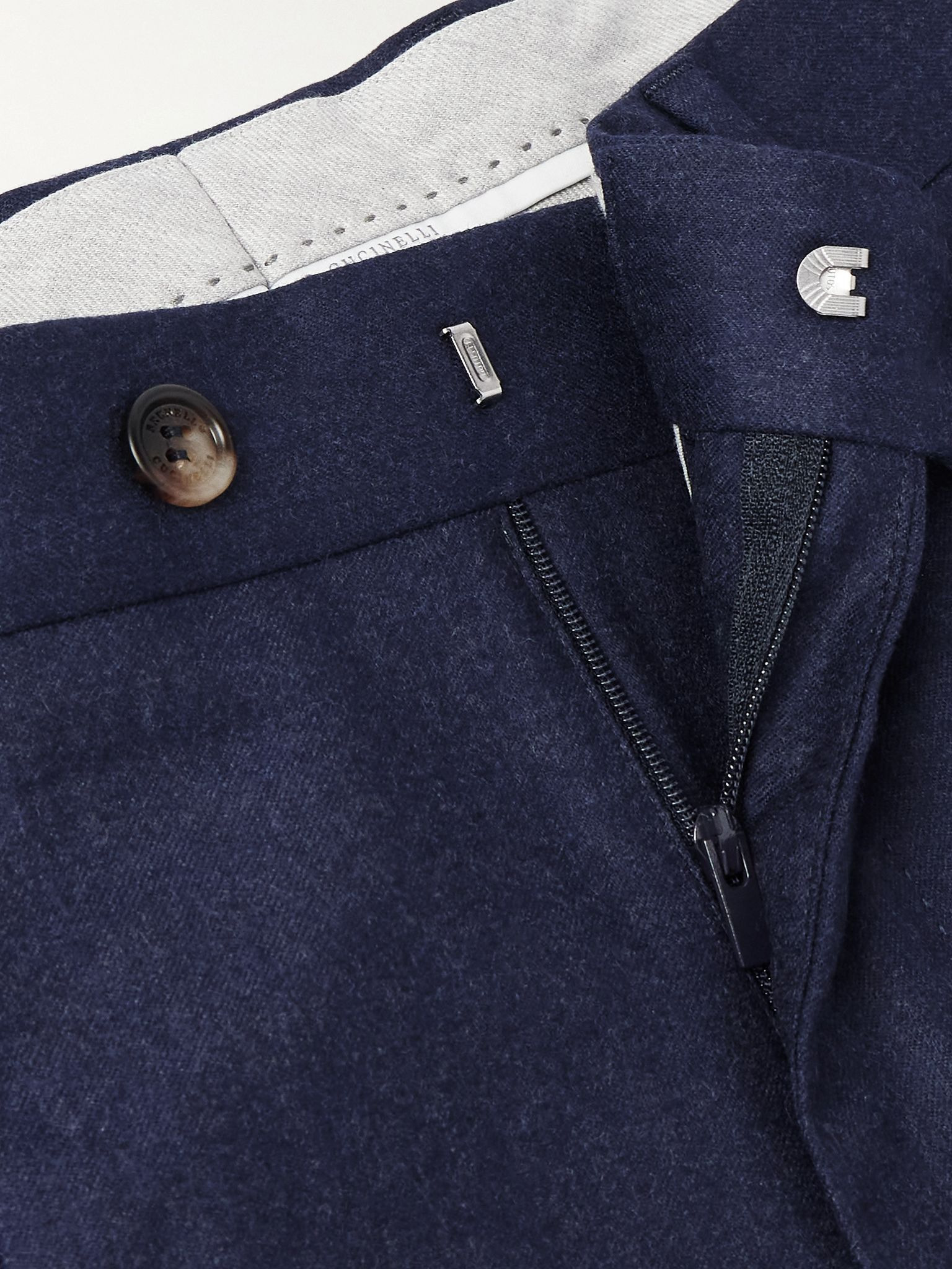 Straight-Leg Pleated Wool-Flannel Trousers Blue - 6