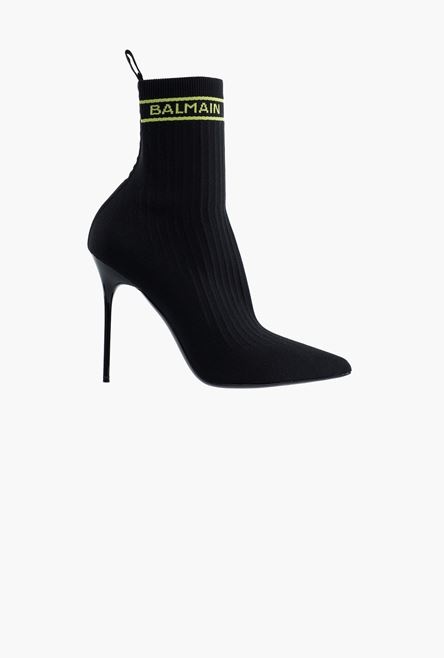 Black and lime green stretch knit Skye ankle boots - 1