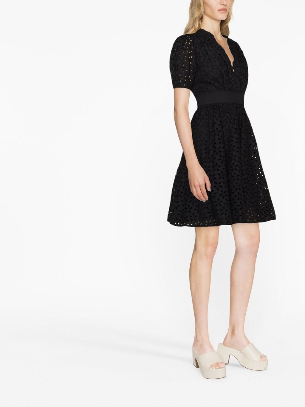 broderie-anglaise cotton short dress - 4