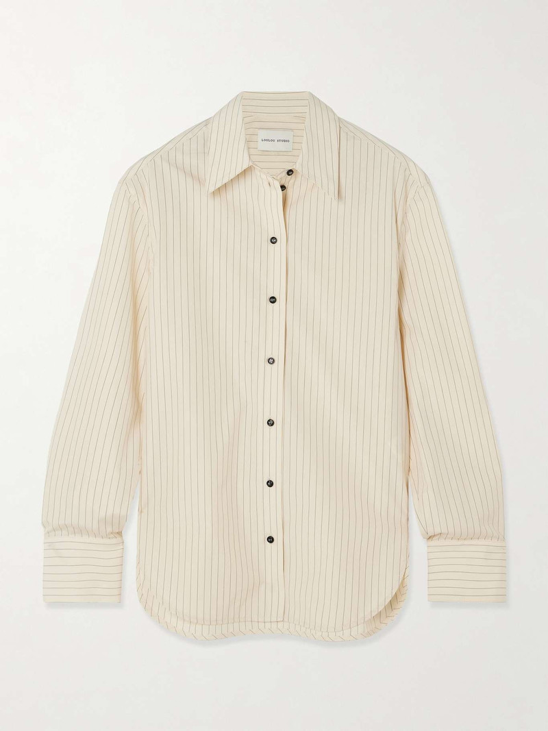 Alim pinstriped cotton-poplin shirt Ivory 1