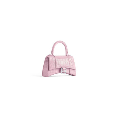 BALENCIAGA Women's Hourglass Xs Handbag Crocodile Embossed in Pink outlook