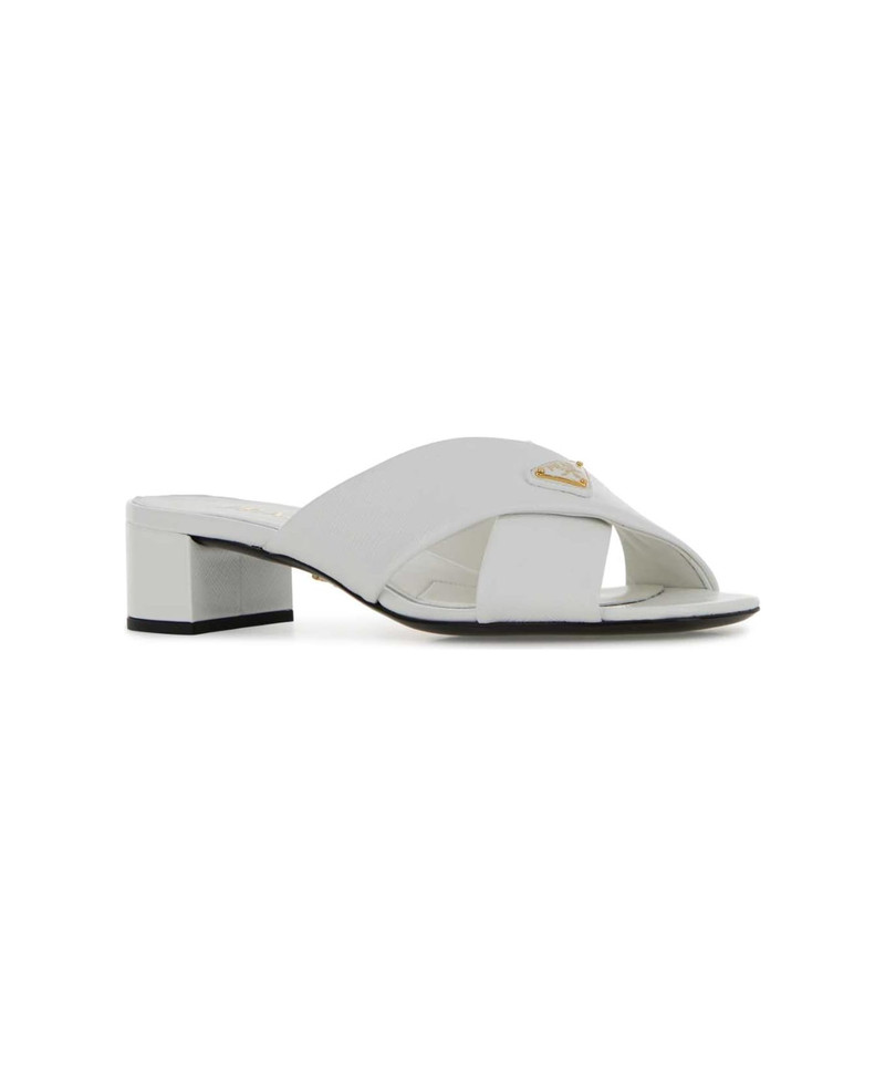 Prada White Leather Mules outlook