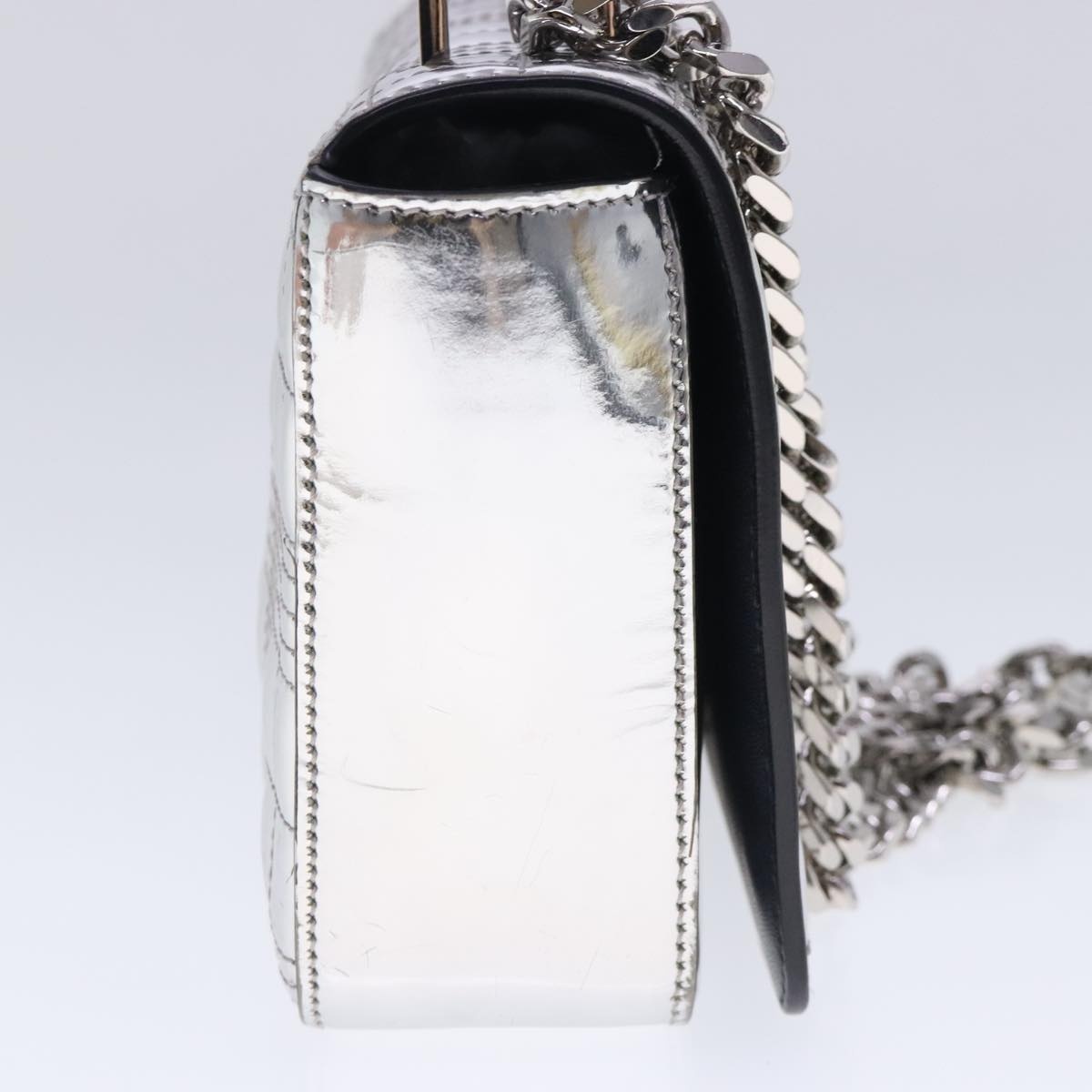 Burberry Chain Shoulder Bag Patent Leather Silver - 4