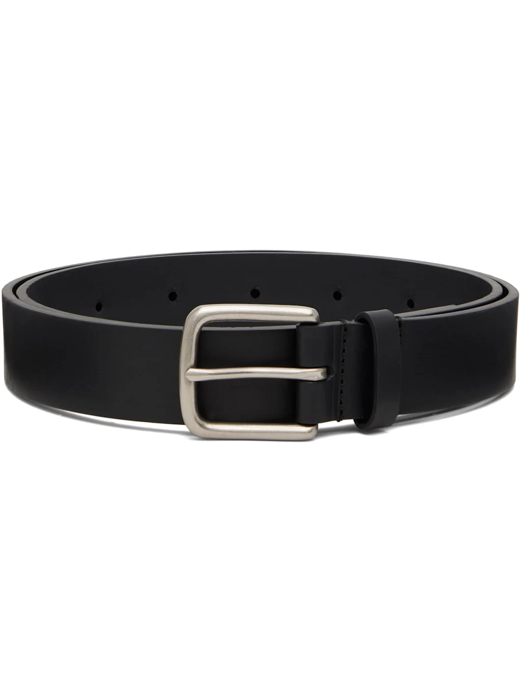 Black Pinned Buckle Classic Leather Belt - 1