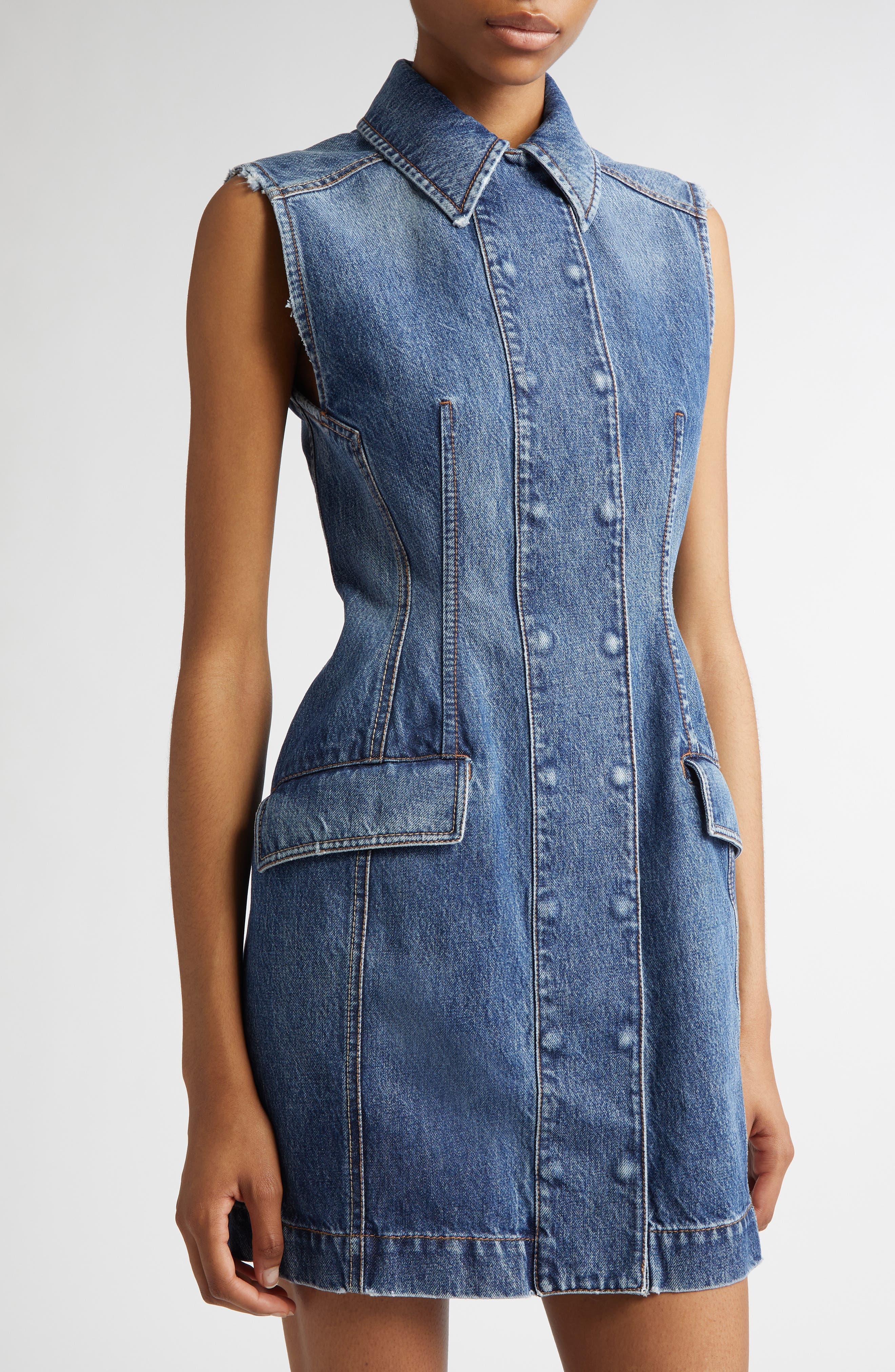 SPORTMAX Carabo Denim Minidress in Navy at Nordstrom - 4
