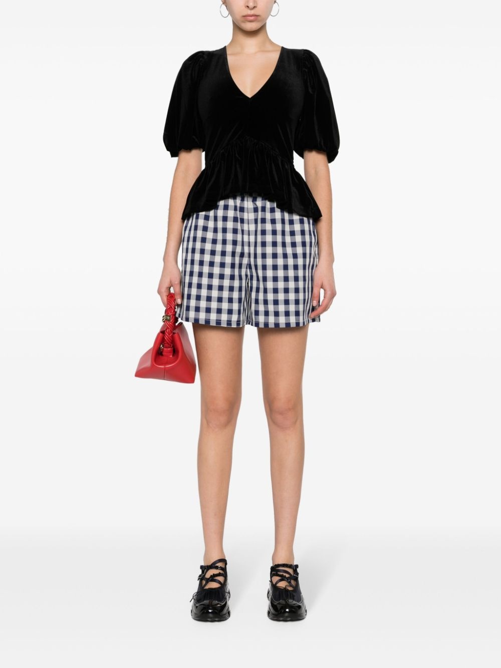 V-neck velvet blouse - 2