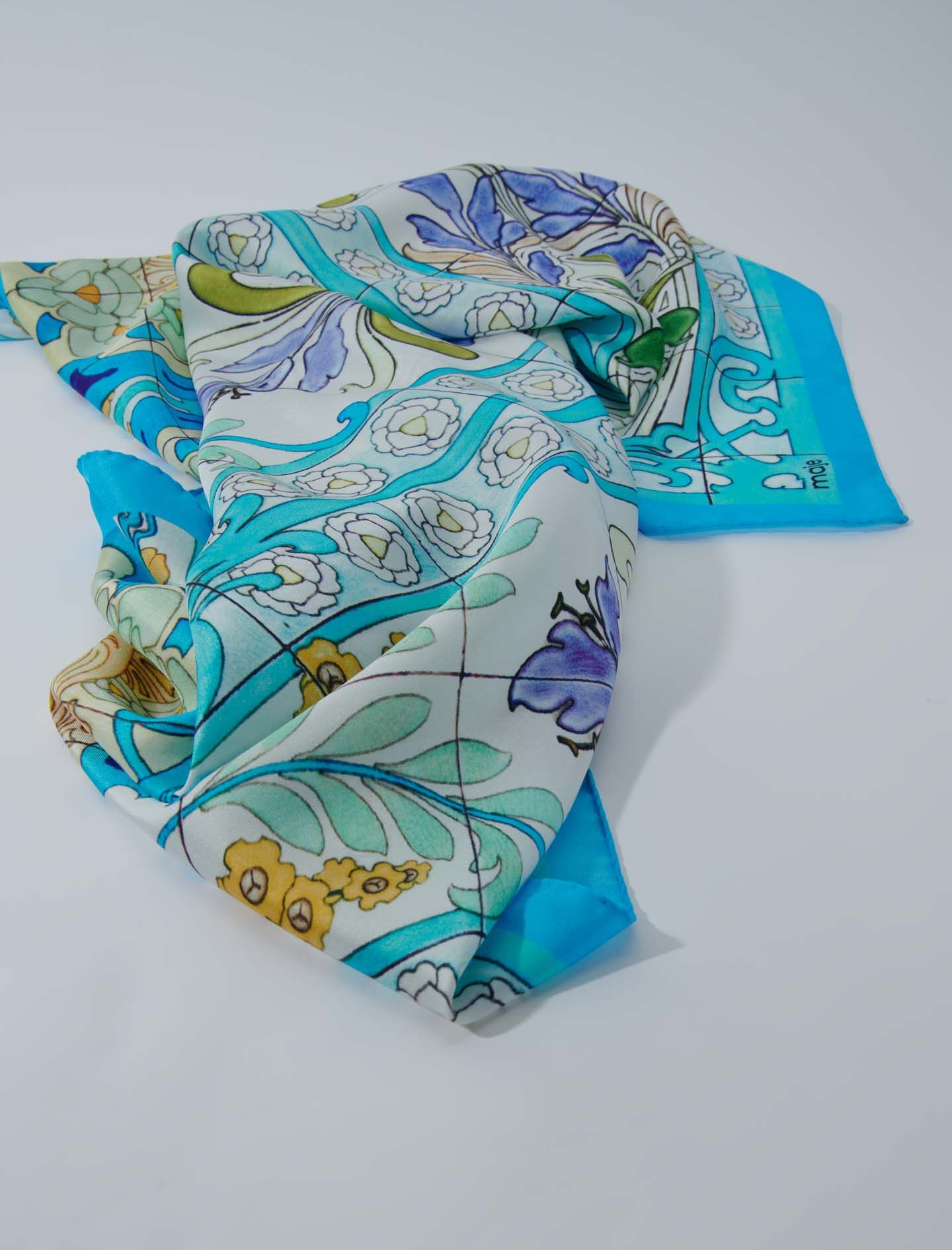 Mosaic pattern silk scarf - 3