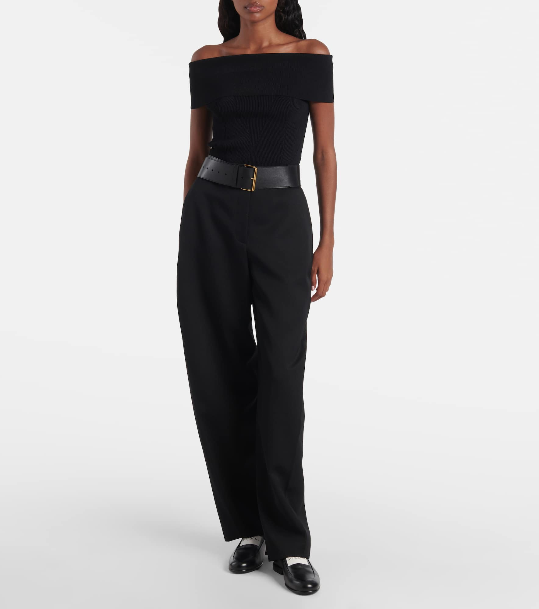 Ribbed-knit off-shoulder top - 2