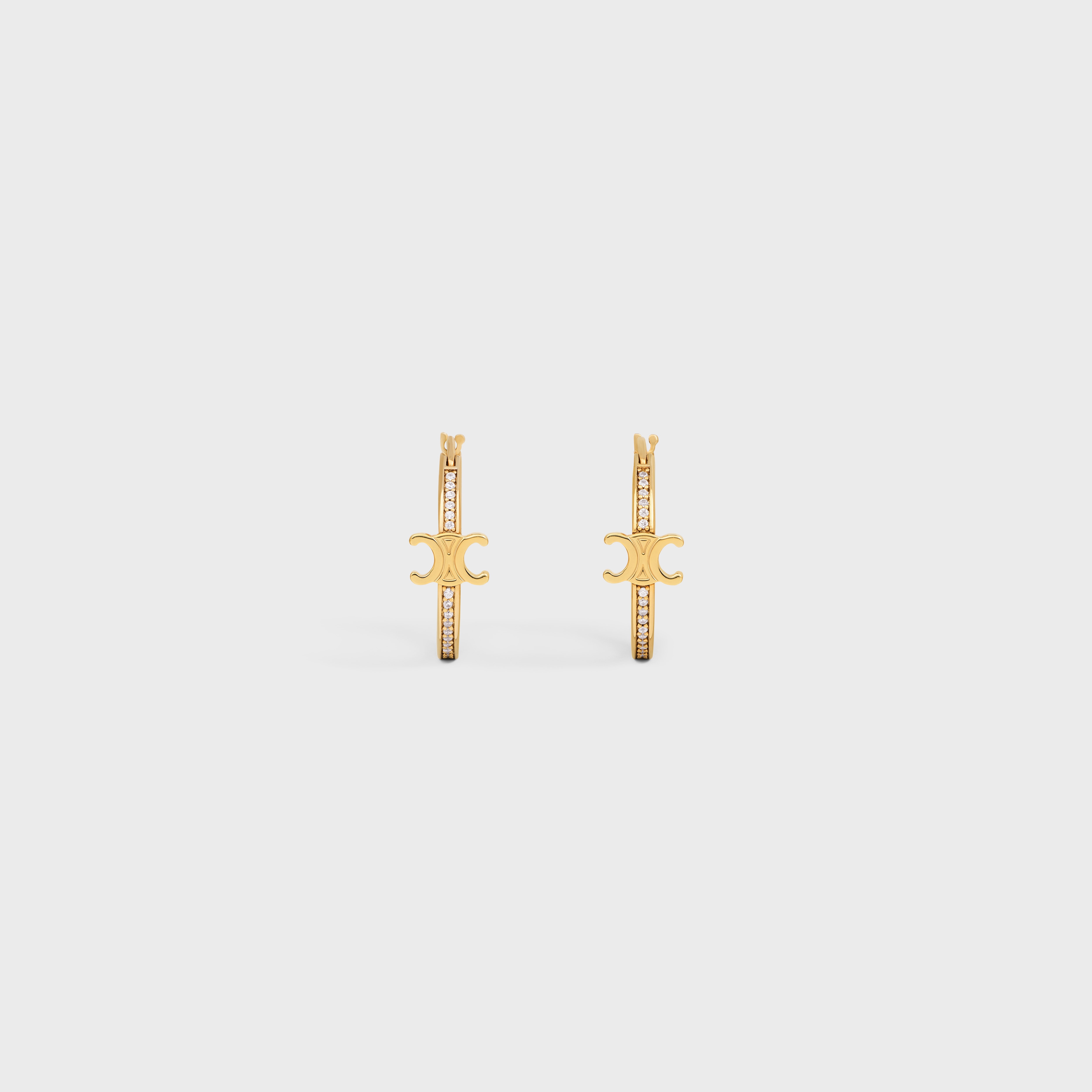 Triomphe Sparkle Hoops in Strass and Brass with Gold Finish - 3