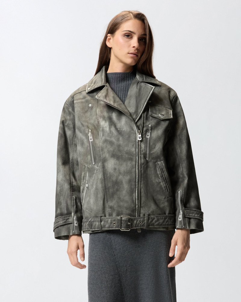 JACKET WITH LEATHER-EFFECT TROMPE-L'ŒIL PRINT 4