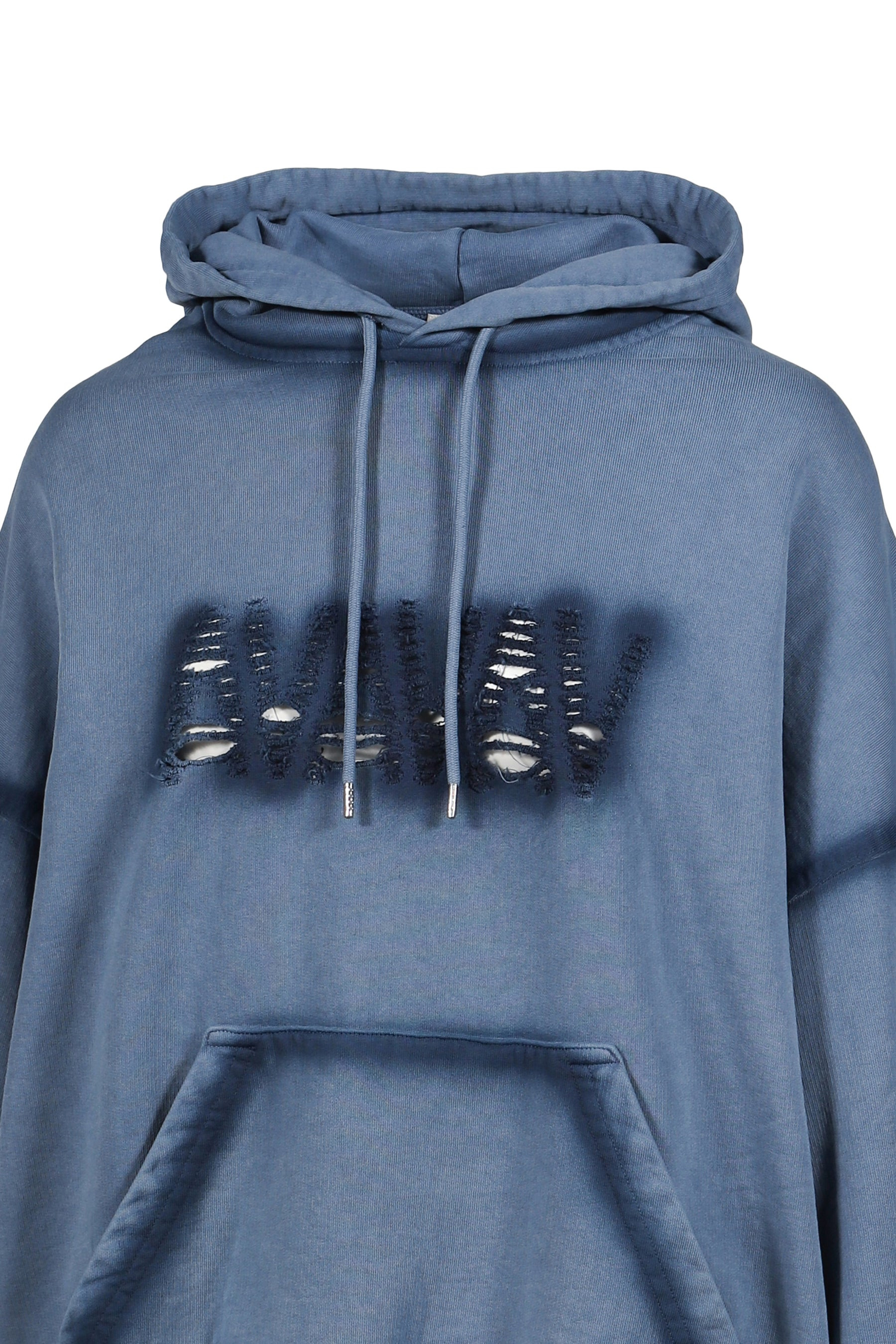 OS SHOULDERLESS HOODIE CUT AV-LOGO BLUE / BLU - 4