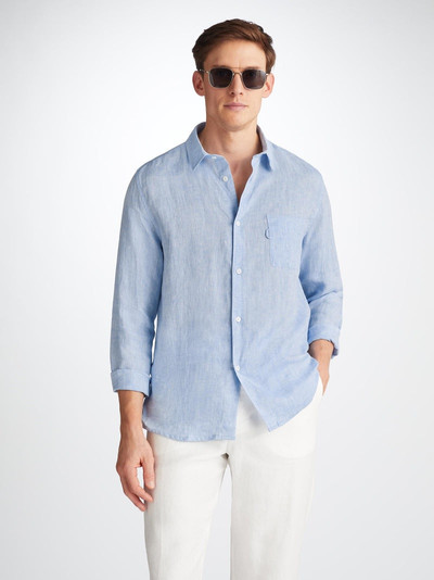 Derek Rose Men's Shirt Monaco Linen Blue outlook