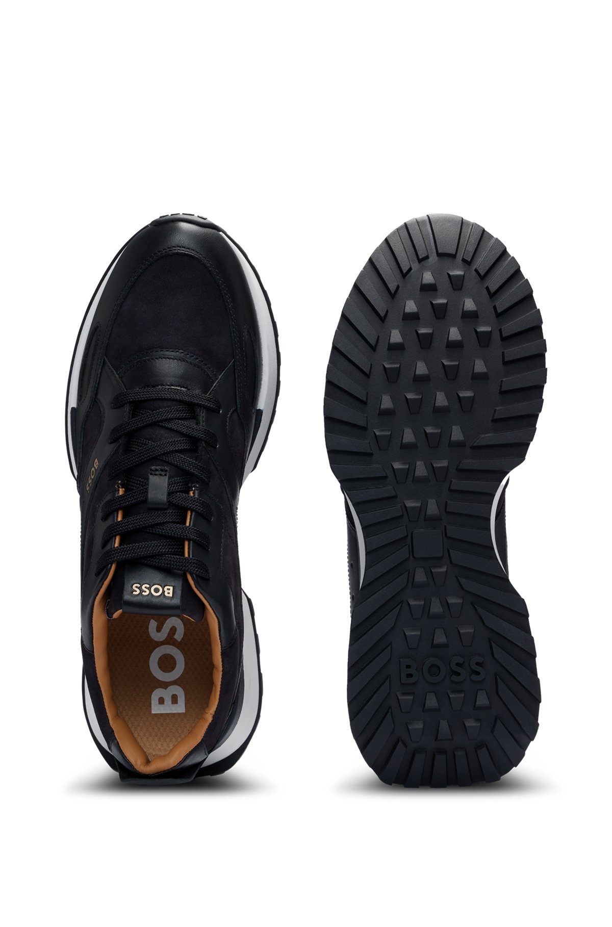 LEATHER TRAINERS WITH LAYERED UPPERS AND PADDED COLLAR - 4