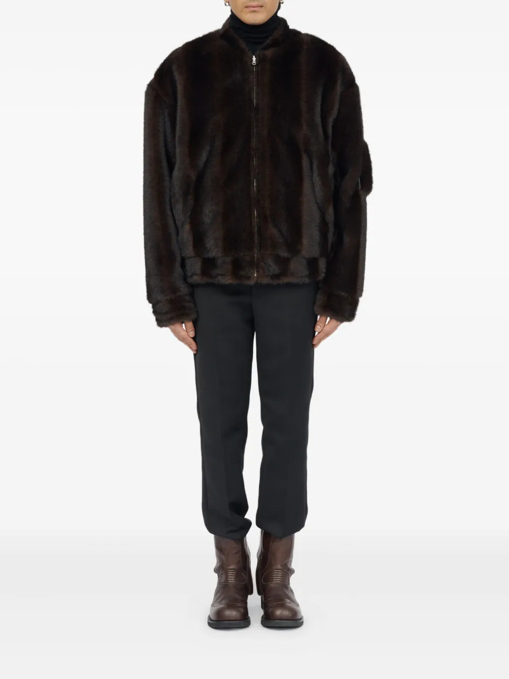 Faux Fur Zip-Front Bomber Jacket - 2