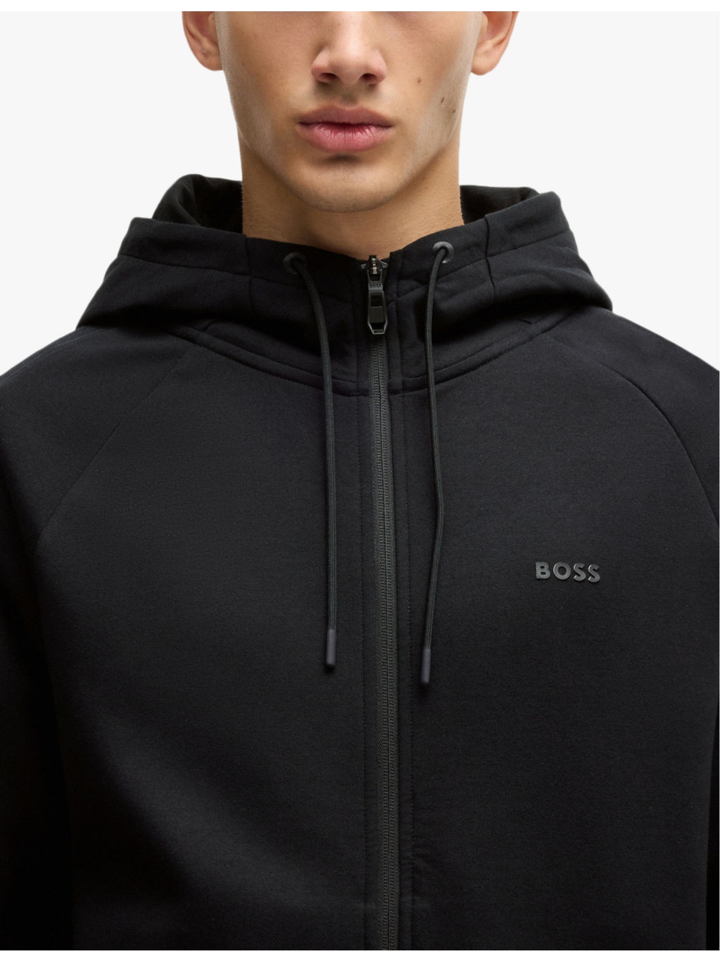 Brand-print zipped stretch-cotton hoody - 5
