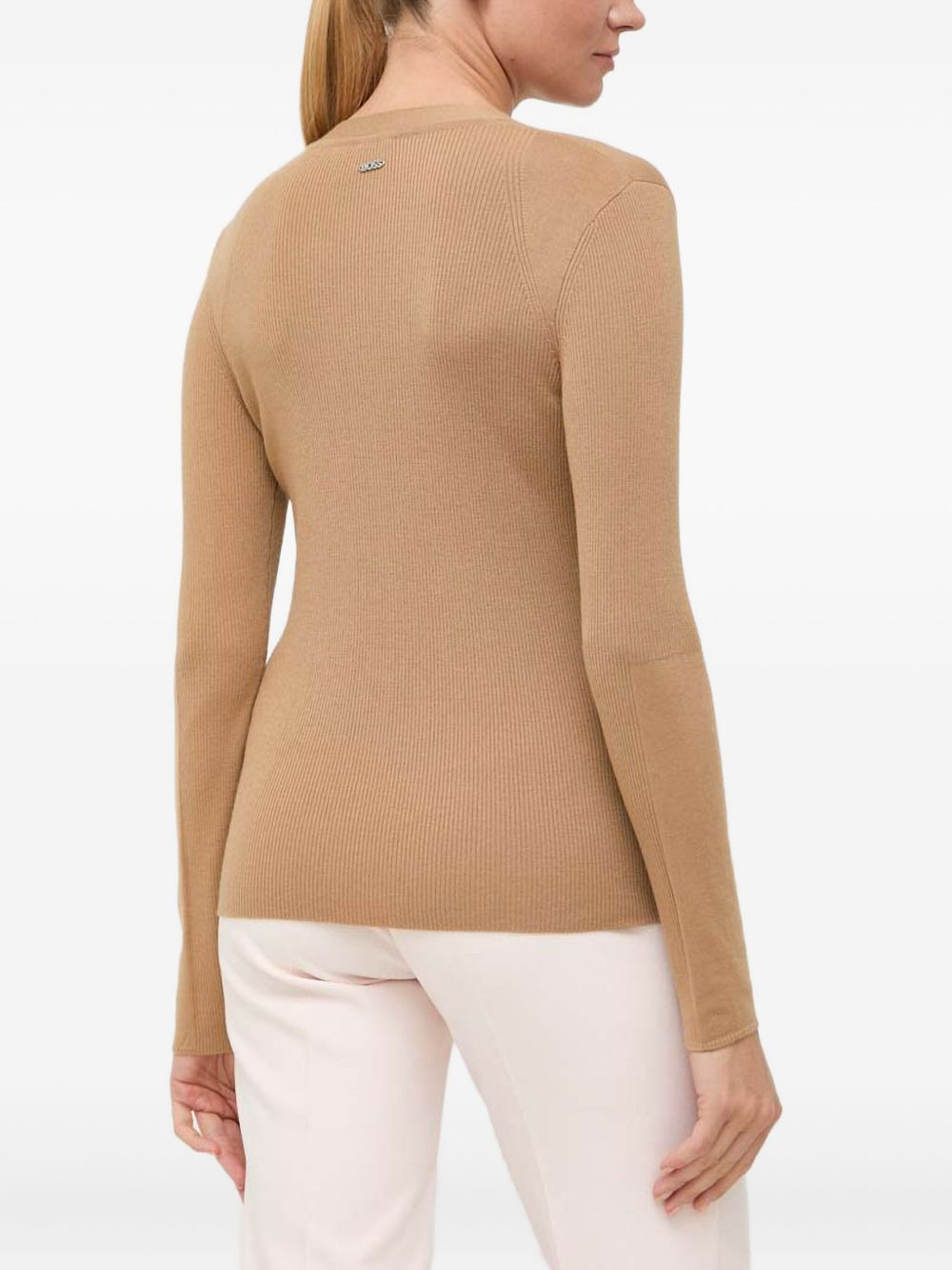 ribbed V-neck sweater - 3