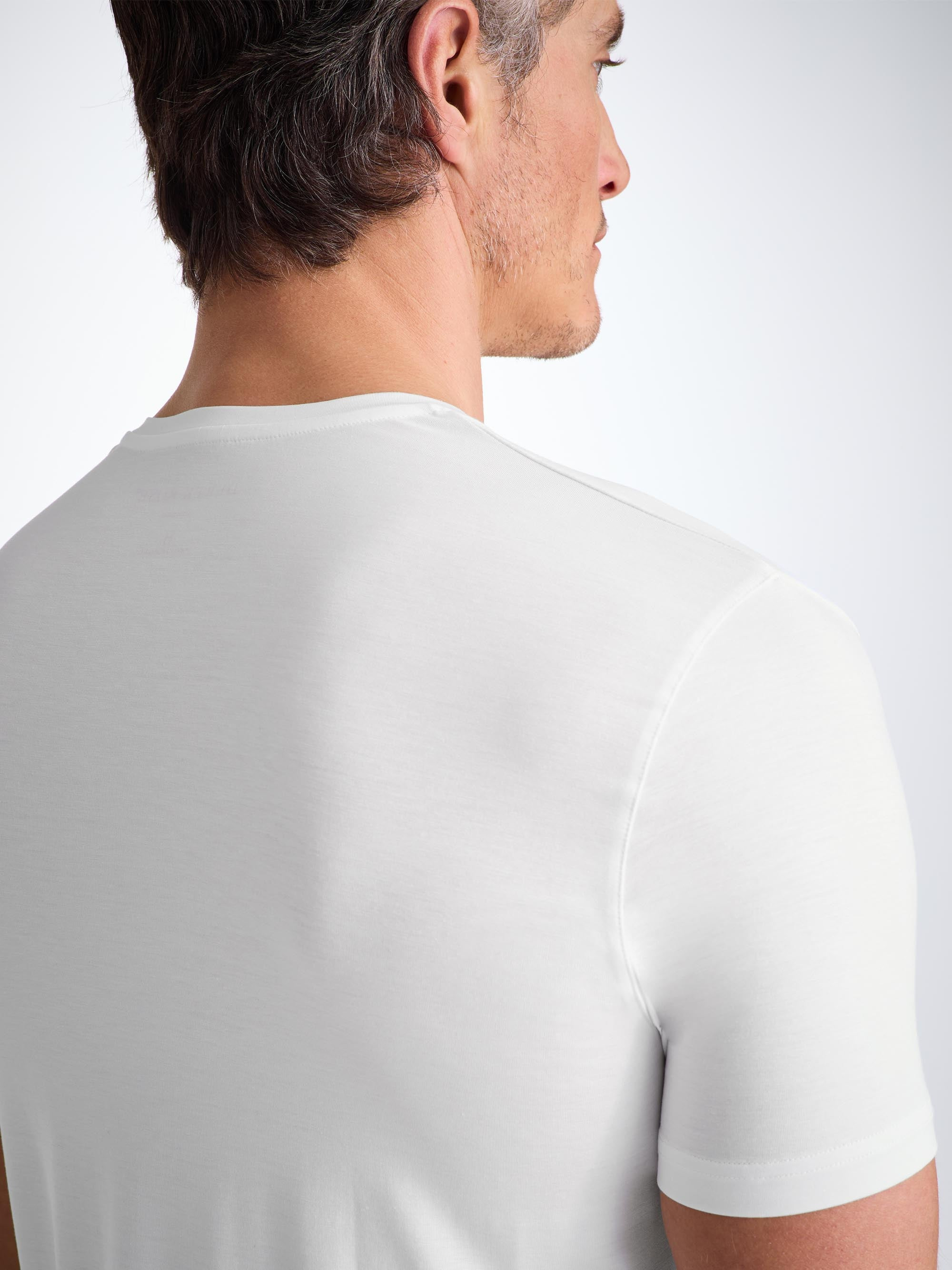 Men's V-Neck T-Shirt Basel Micro Modal Stretch White - 5