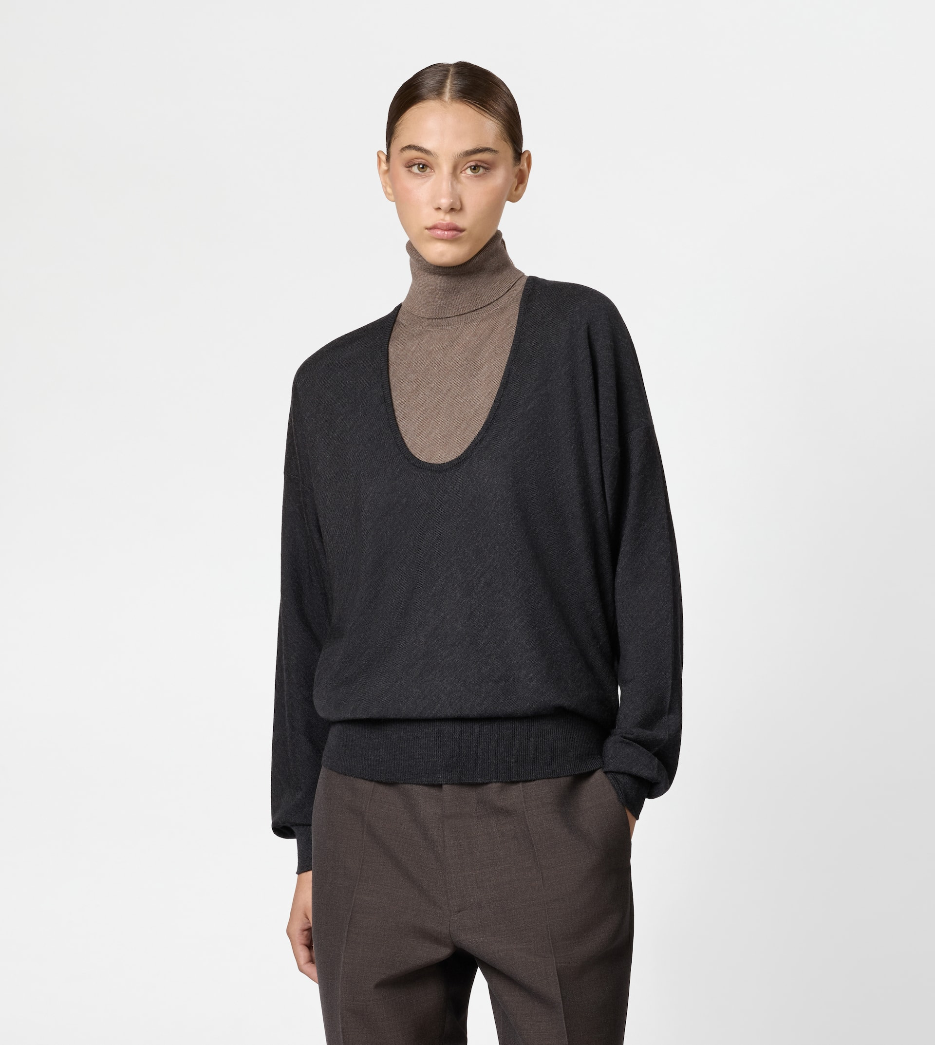 SILK BLEND PULLOVER - GREY - 3