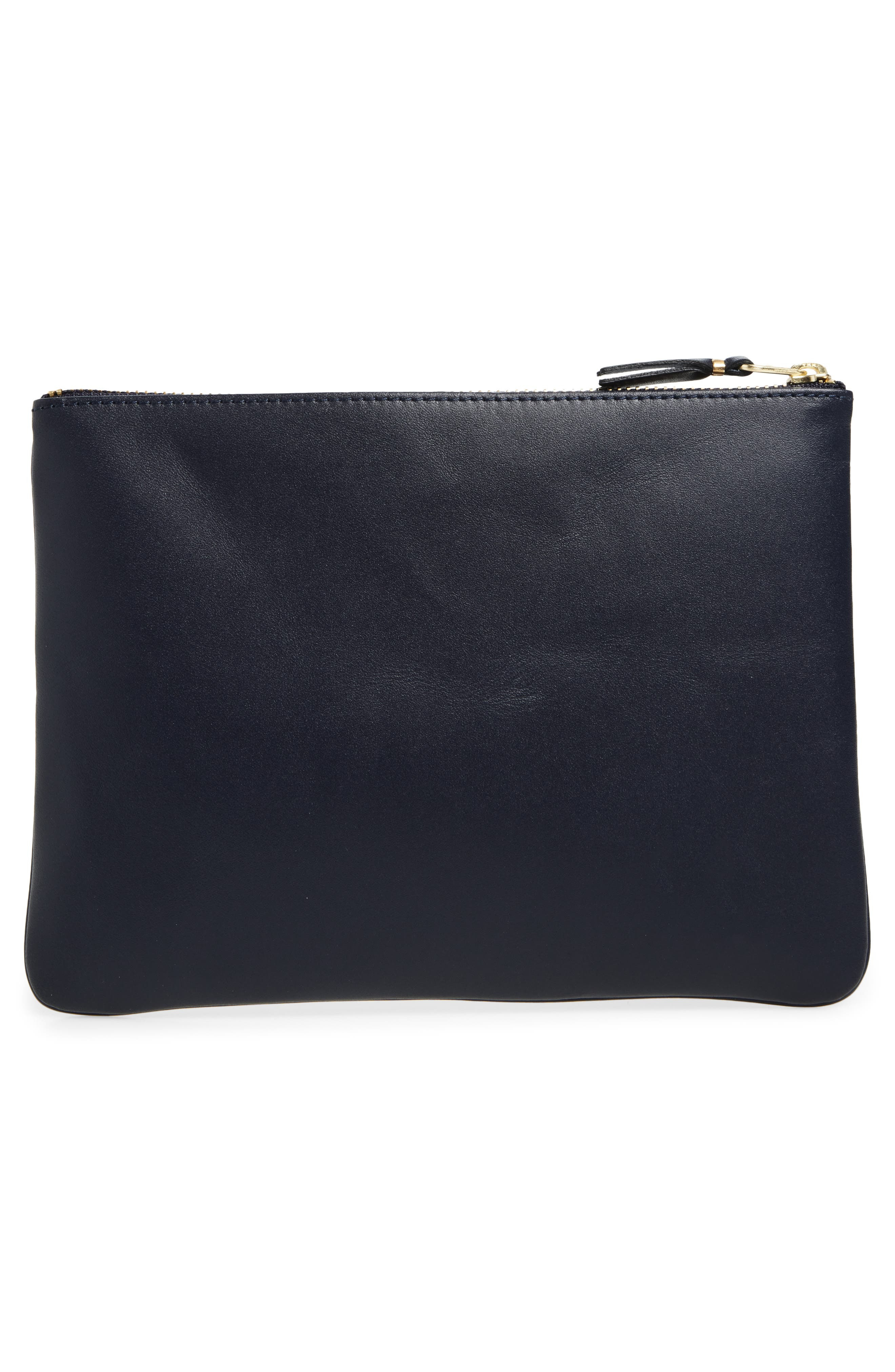 Comme des Garçons Medium Classic Leather Zip-Up Pouch in Navy at Nordstrom - 3