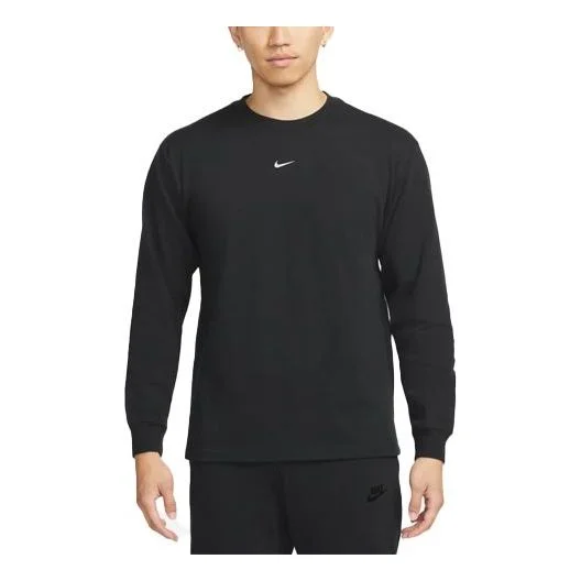 Men's Nike Solid Color Round Neck Long Sleeves Black T-Shirt DJ6175-010 - 1