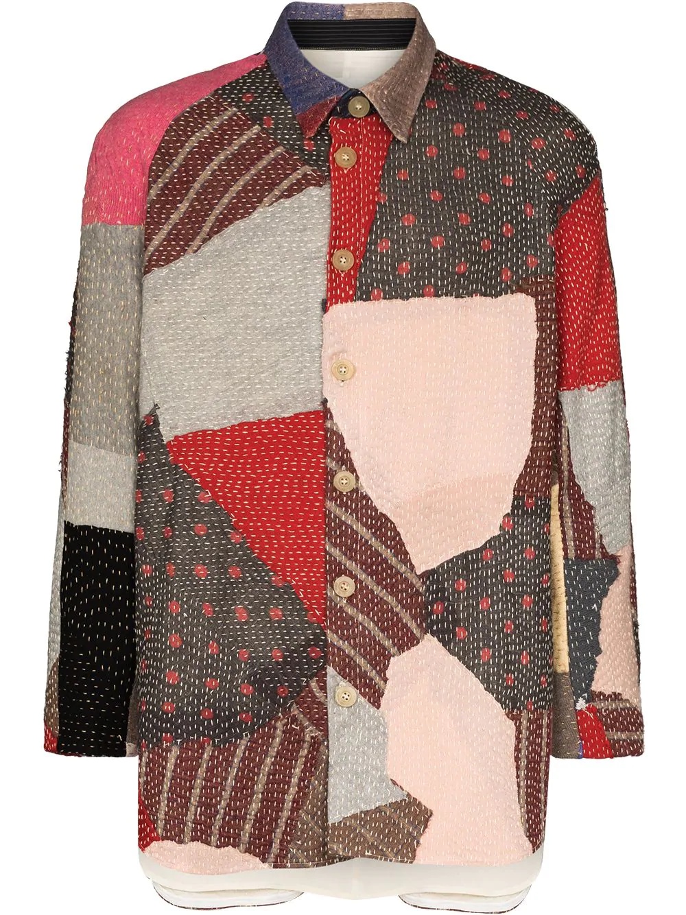 Miles patchwork wool shirt jacket - 1