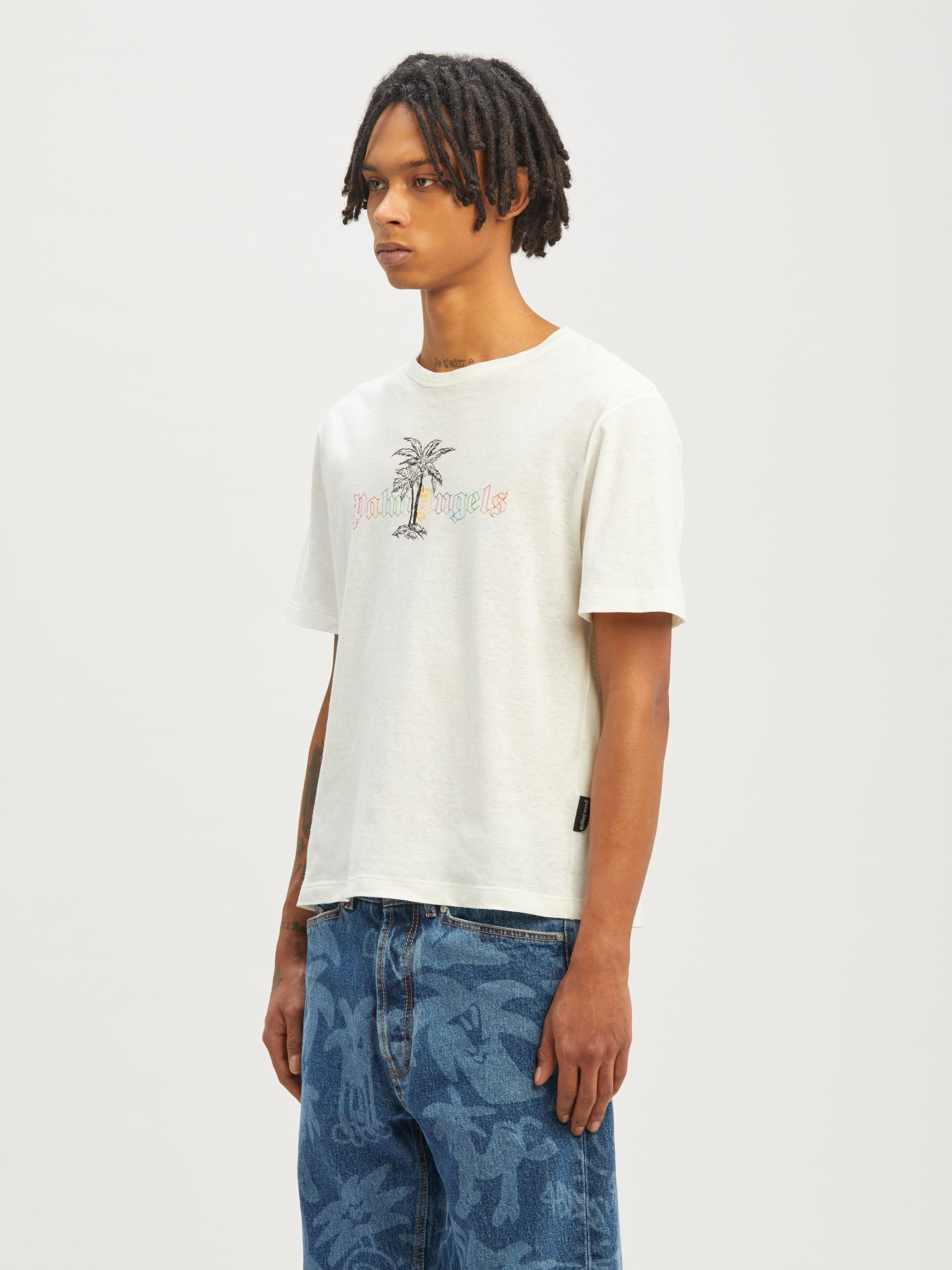 Palm Angels Linen Collar T-Shirt - 4