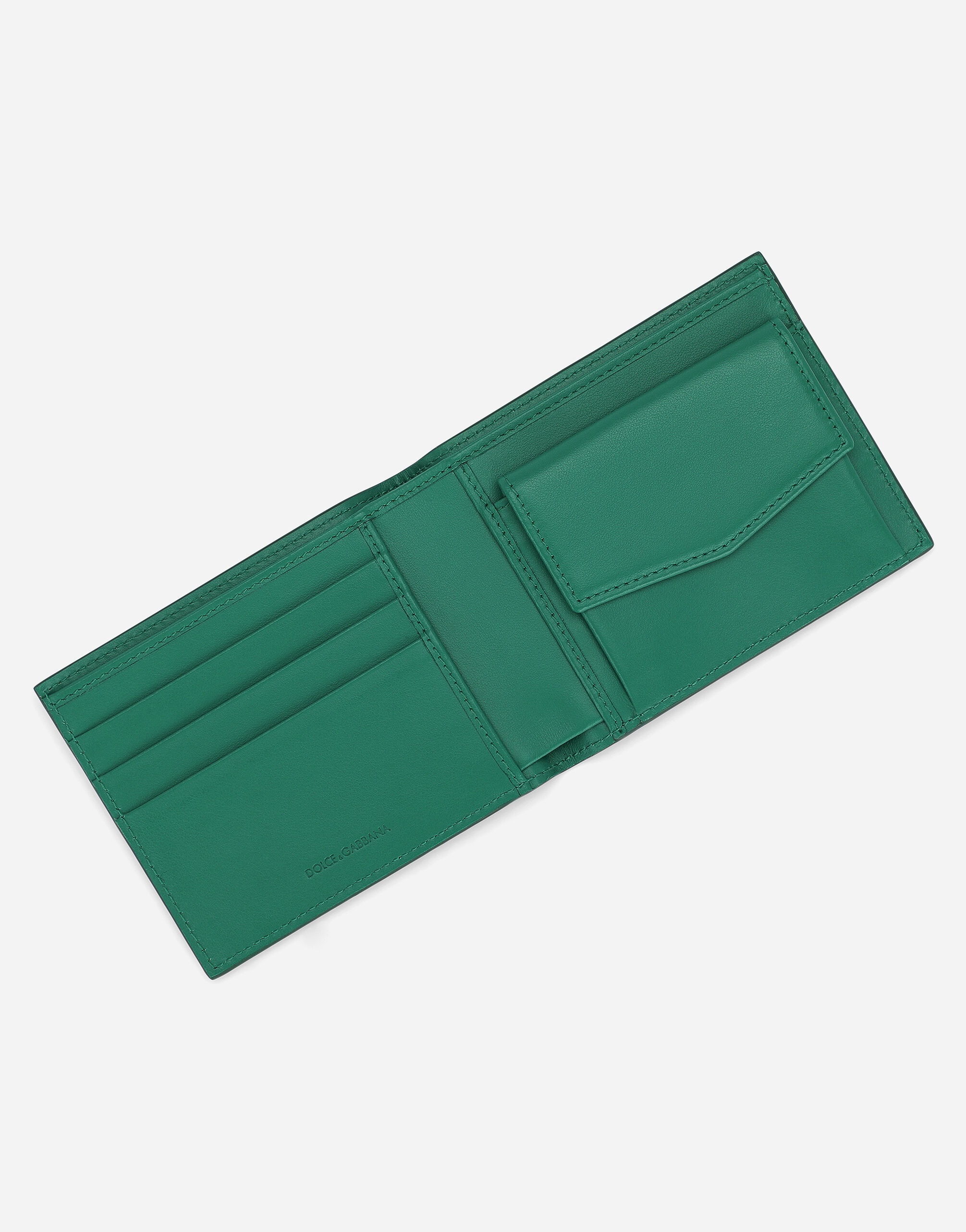 Calfskin bifold wallet with logo - 4